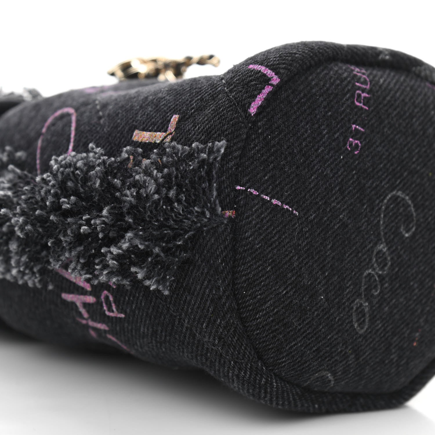 Chanel Denim Quilted Mood Mini Bucket With Chain Black Multicolor 7 of 10