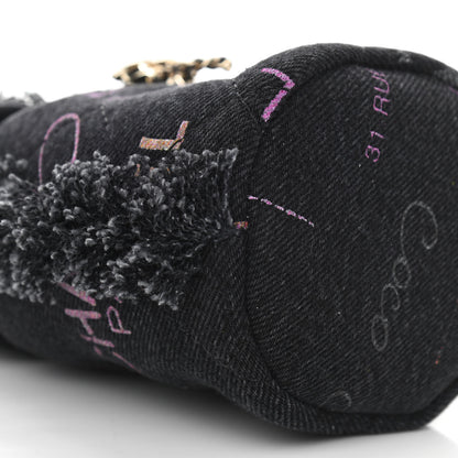 Chanel Denim Quilted Mood Mini Bucket With Chain Black Multicolor 7 of 10