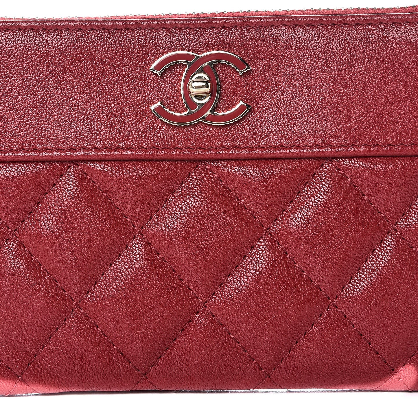 Sheepskin Quilted Small Vintage Mademoiselle Cosmetic Case Red