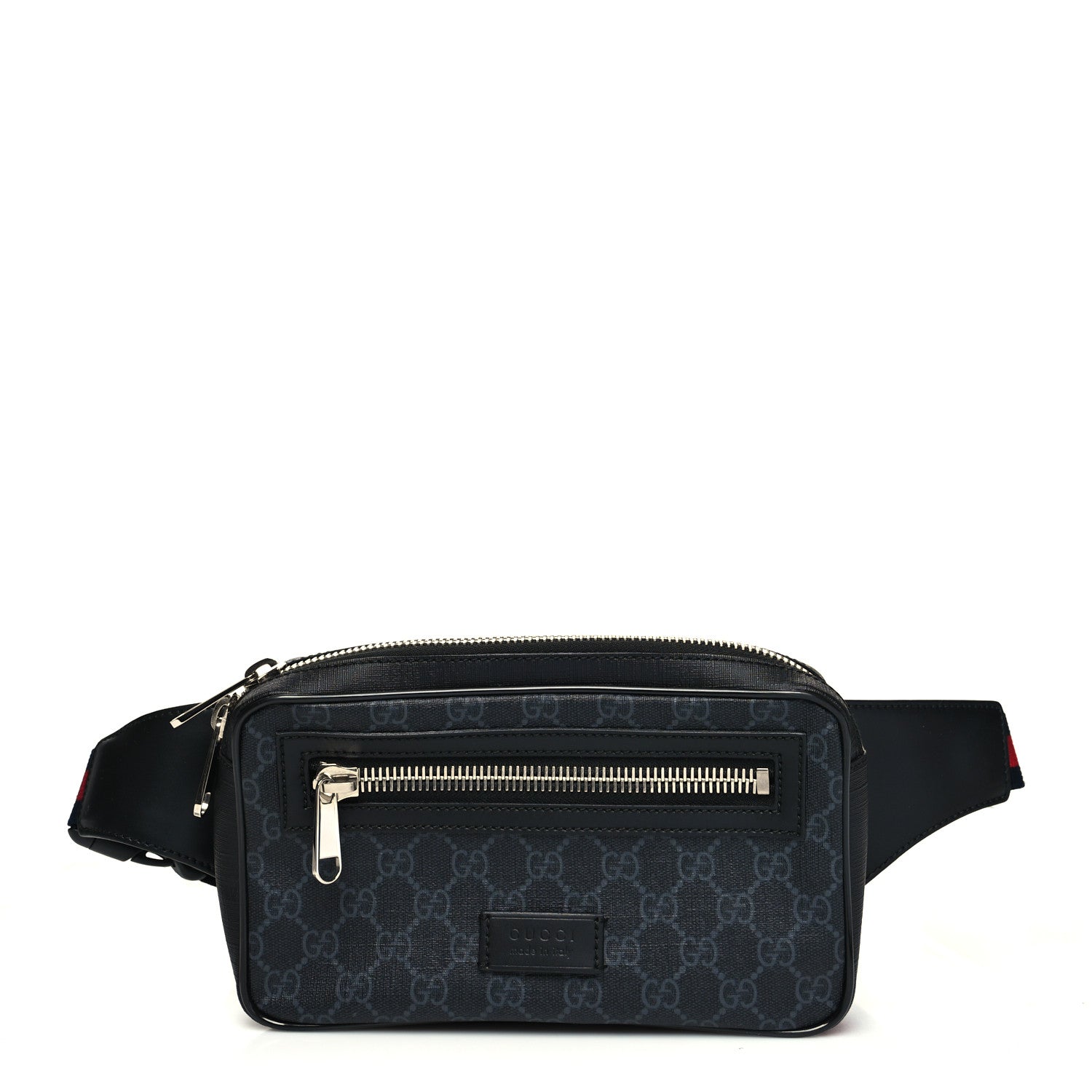 Gucci Soft GG Supreme Monogram Web Belt Bag Black Grey 1 of 11