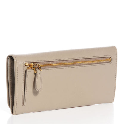 Prada Saffiano Metal Continental Flap Wallet Argilla 3 of 8
