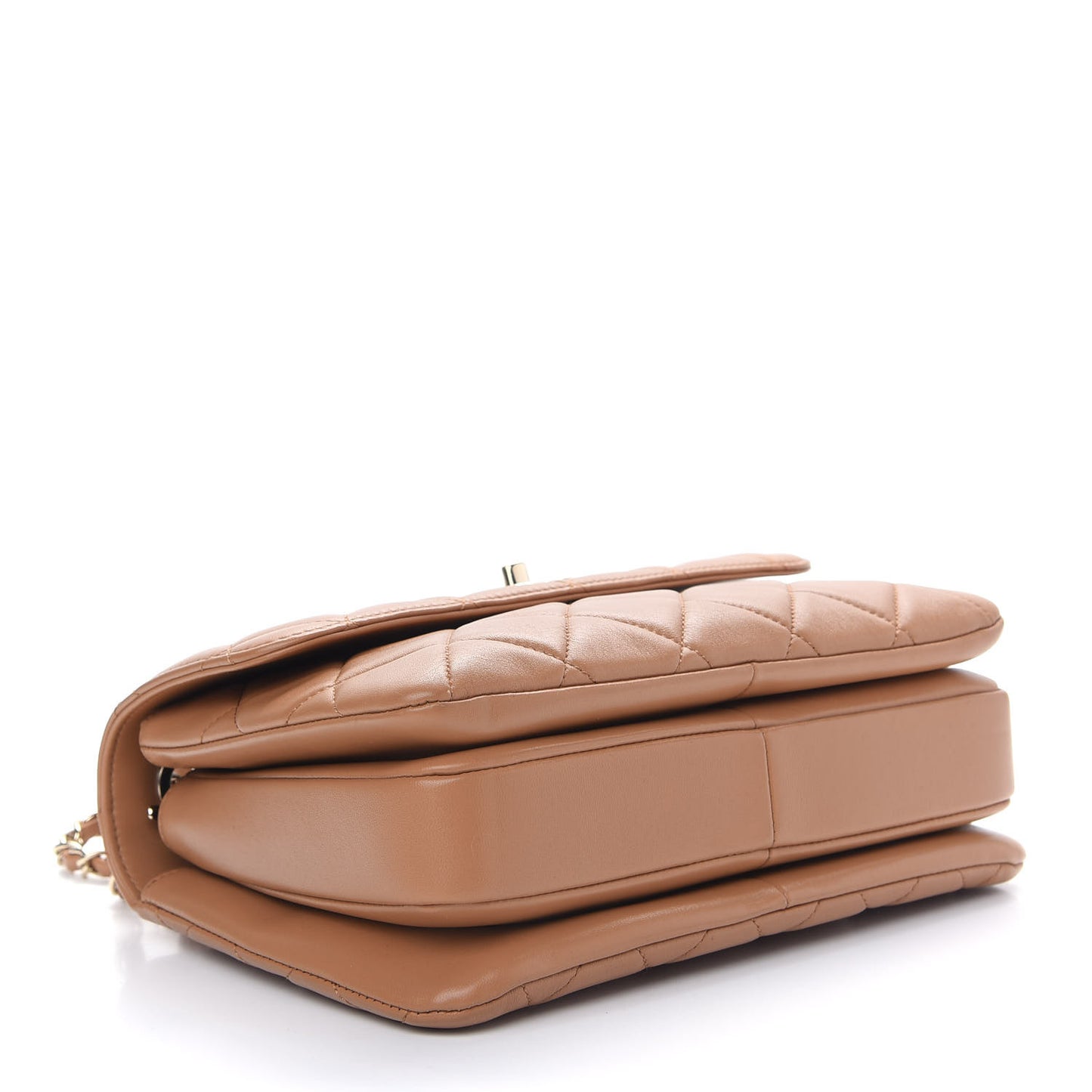 Lambskin Quilted Small Trendy CC Flap Dual Handle Bag Camel