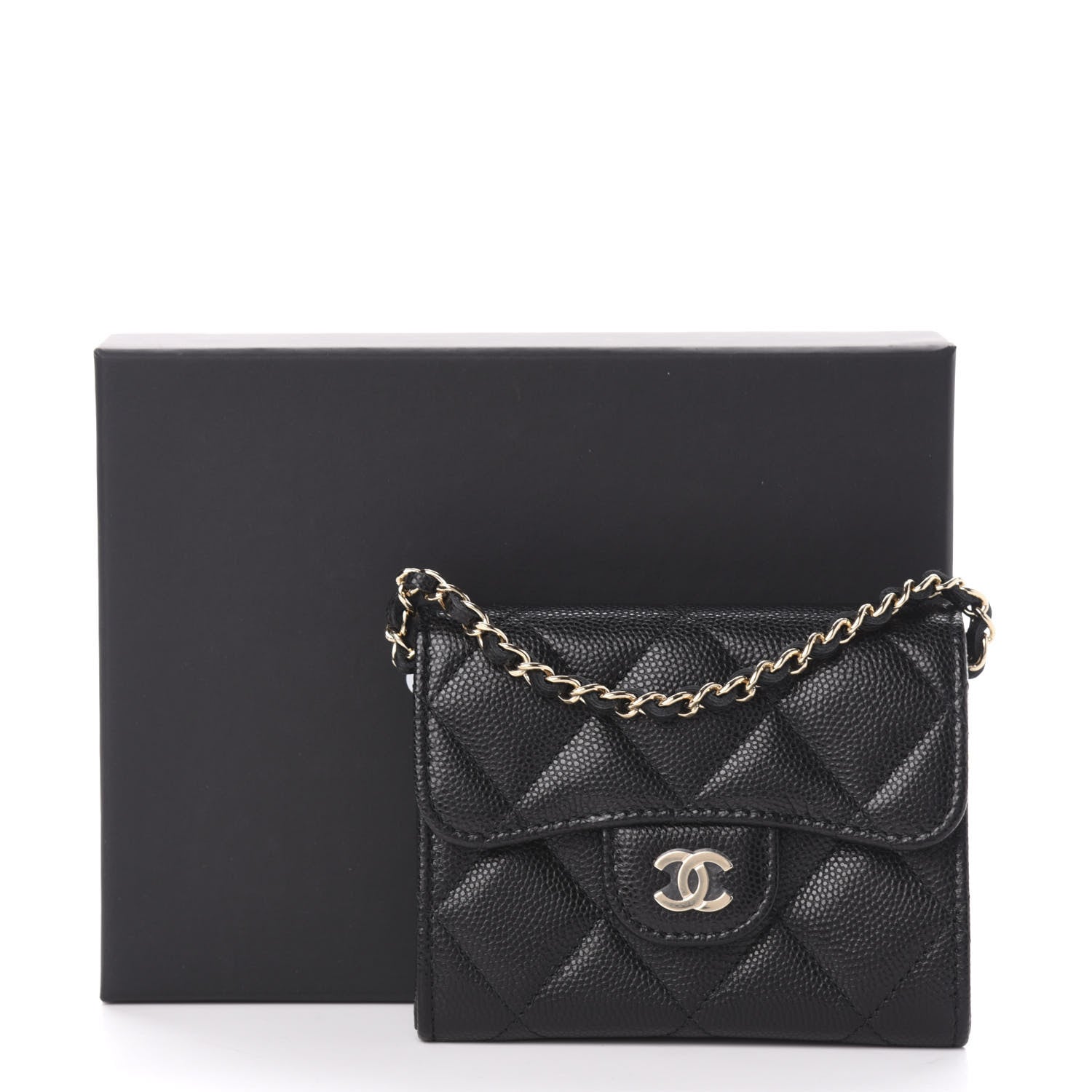 Chanel Caviar Quilted Flap Card Holder On Chain Black 12 of 12