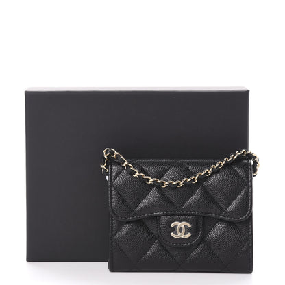 Chanel Caviar Quilted Flap Card Holder On Chain Black 12 of 12