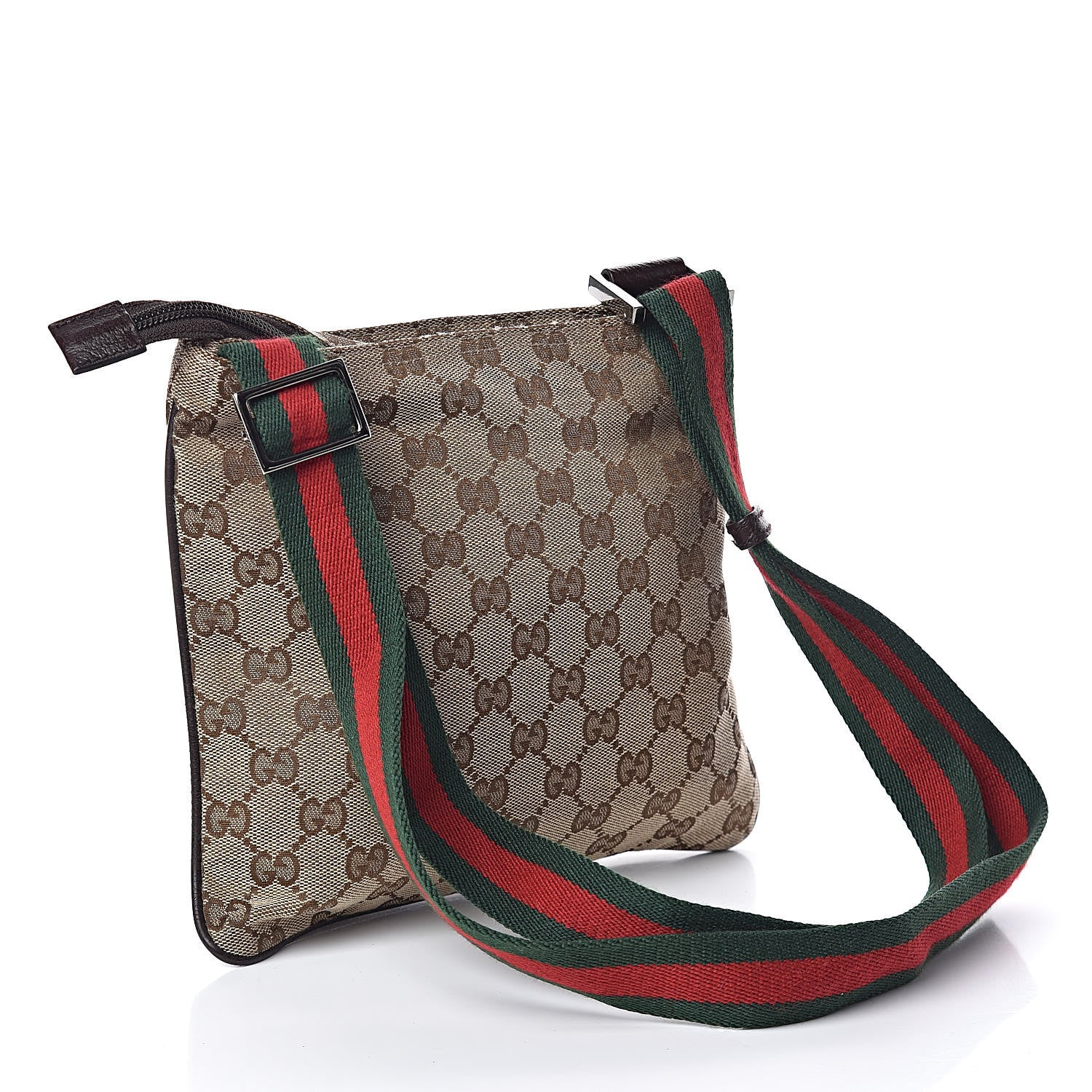Gucci Monogram Web Small Flat Messenger Bag Brown 3 of 11