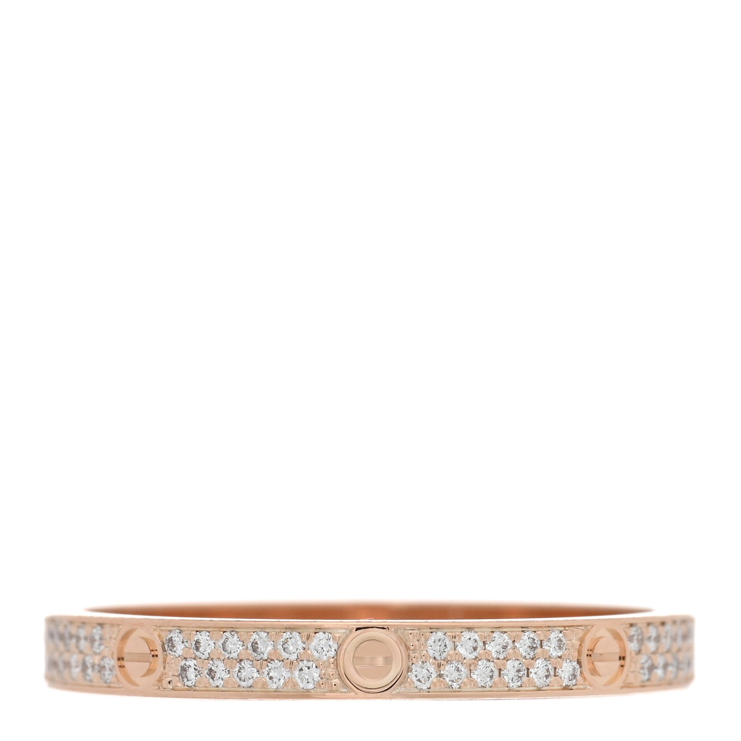 18K Pink Gold Diamond 2.6mm LOVE Paved Band Ring 61 9.5