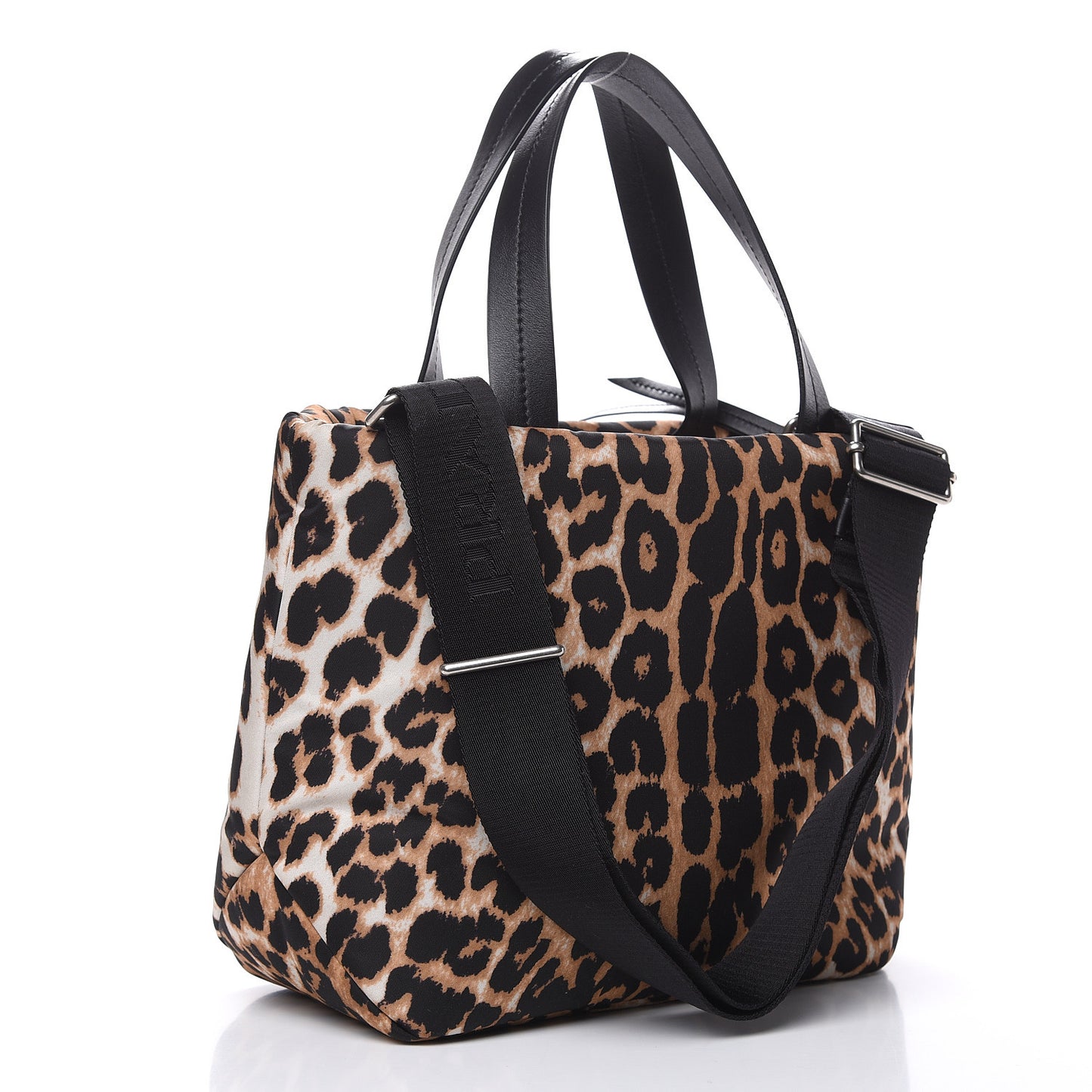 Tessuto Nylon Leopard Print Shoulder Bag Avorio
