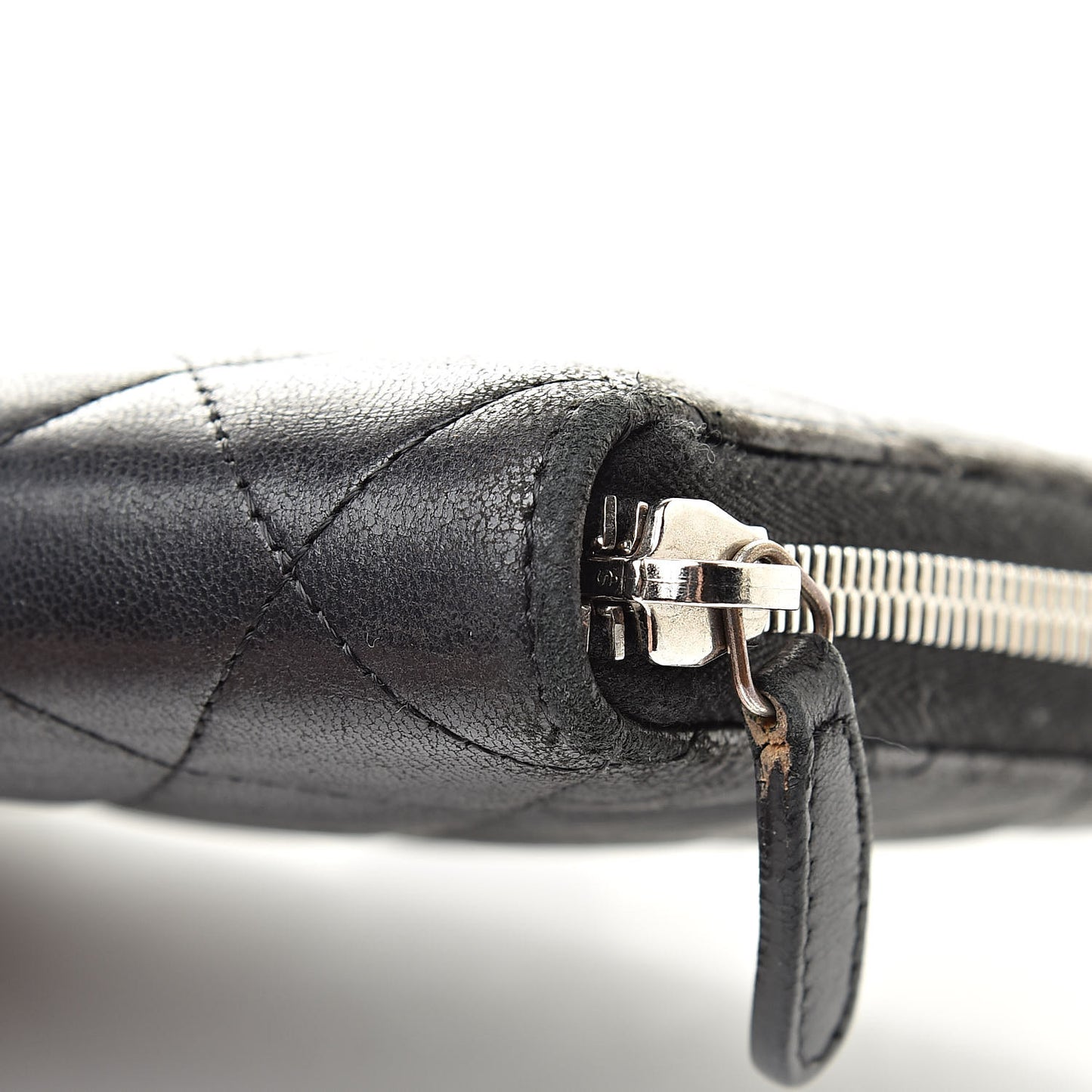 Lambskin Quilted Large Zip Around Organizer Wallet Black