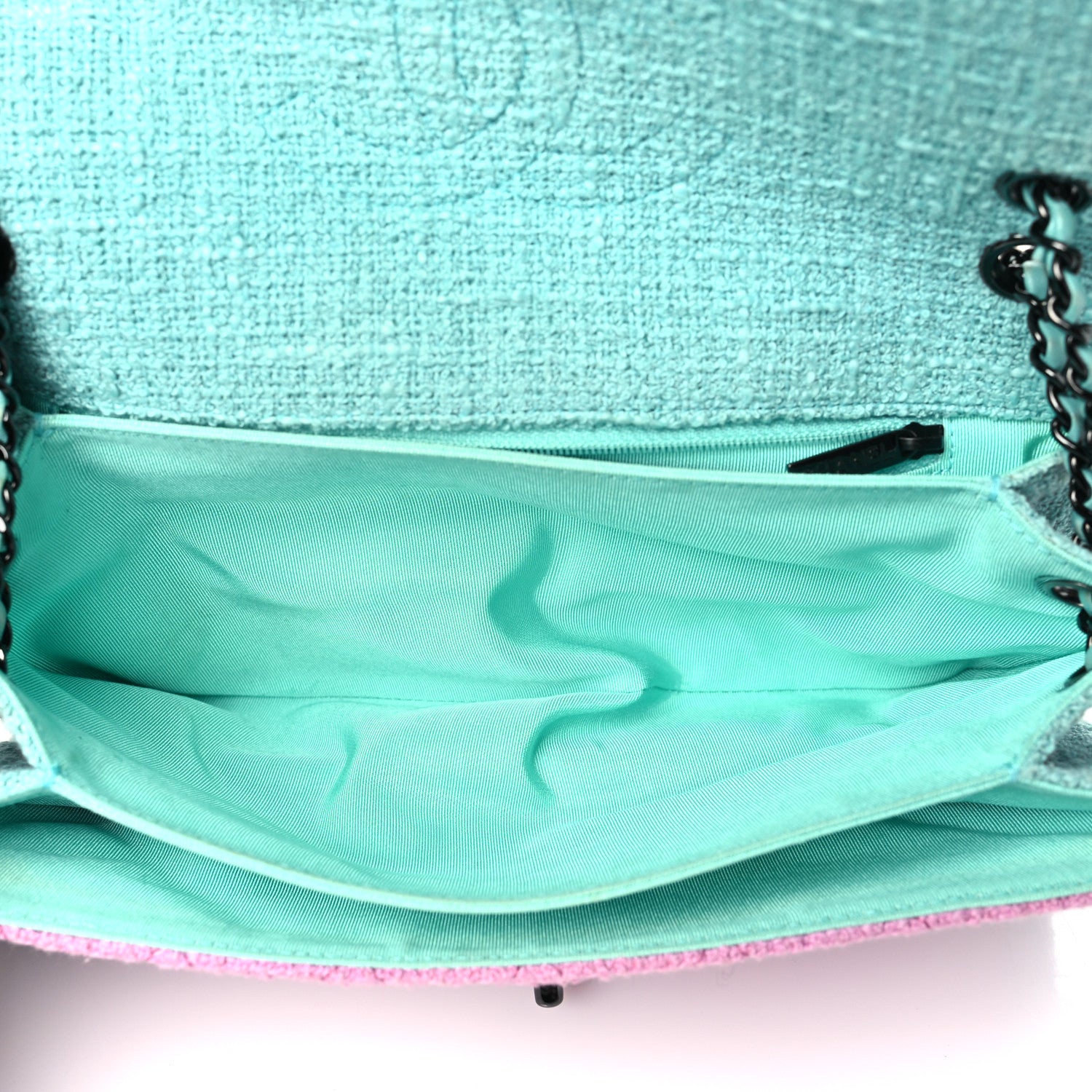 Chanel Tweed Quilted Flap Pink Blue 5 of 14