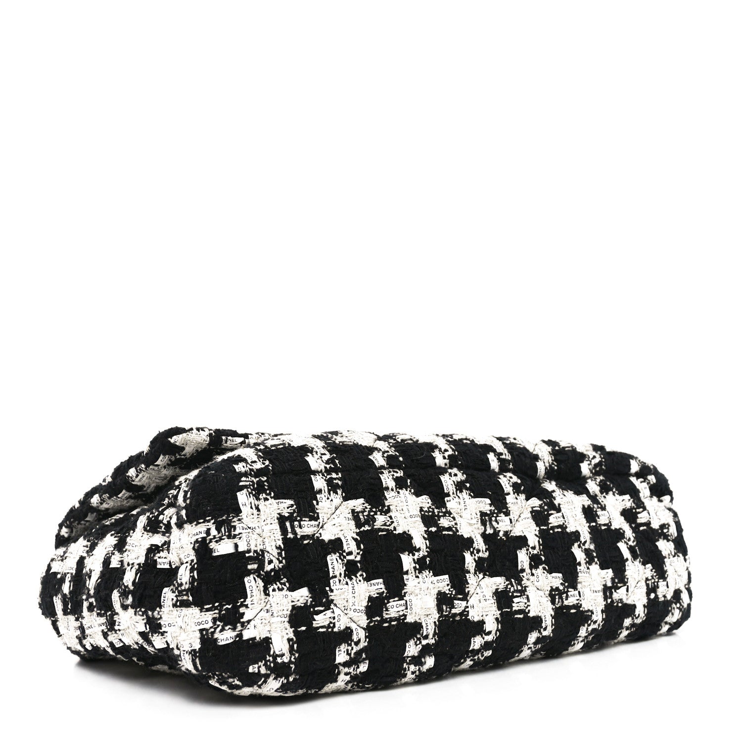 Chanel Tweed Quilted Large Chanel 19 Flap Black Ecru White 4 of 11
