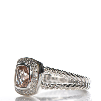 David Yurman Sterling Silver Diamond Morganite 7mm Petite Albion Ring 53 6.5 3 of 5