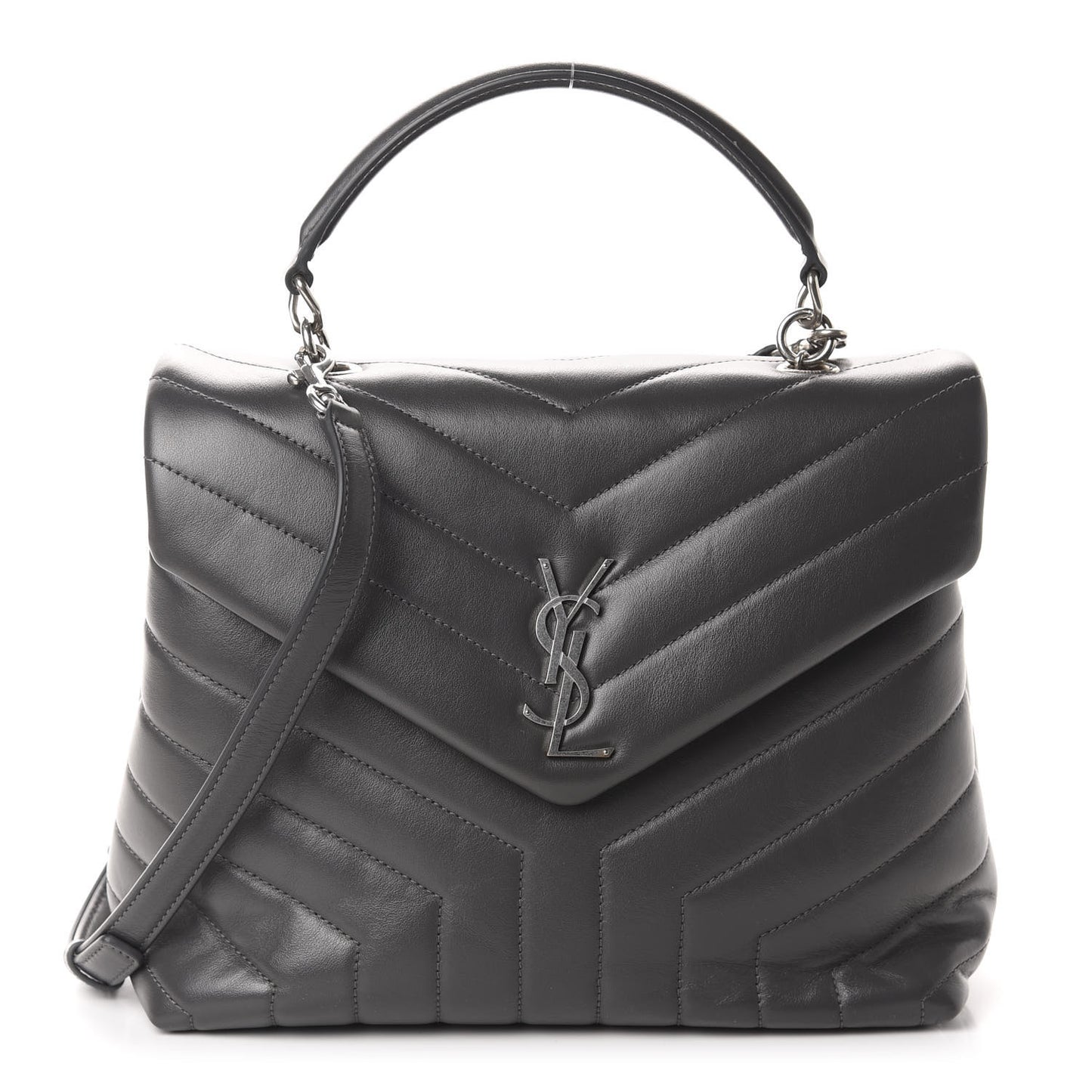 Calfskin Y Quilted Monogram Medium Loulou Chain Satchel Storm