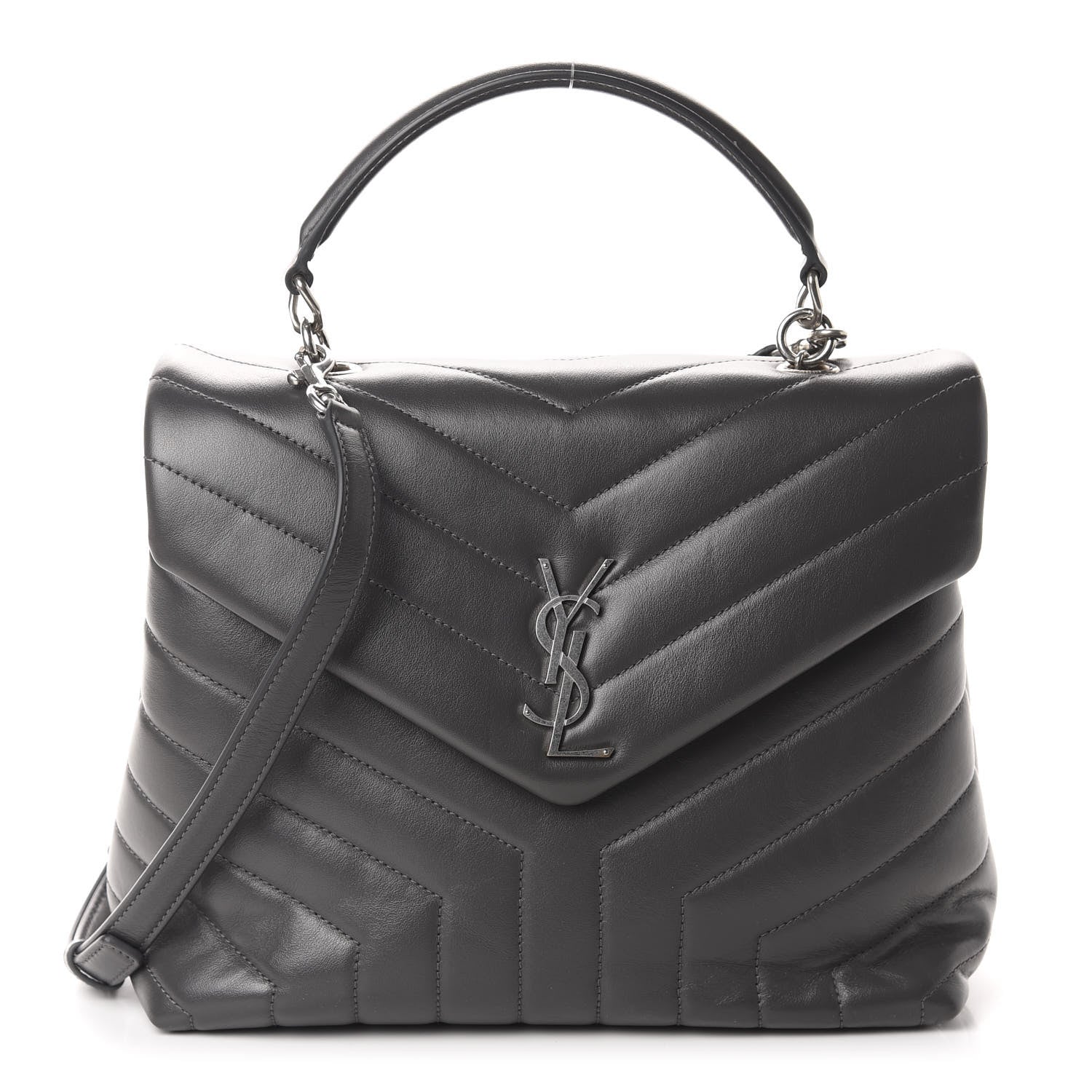 Saint Laurent Calfskin Y Quilted Monogram Medium Loulou Chain Satchel Storm 1 of 11