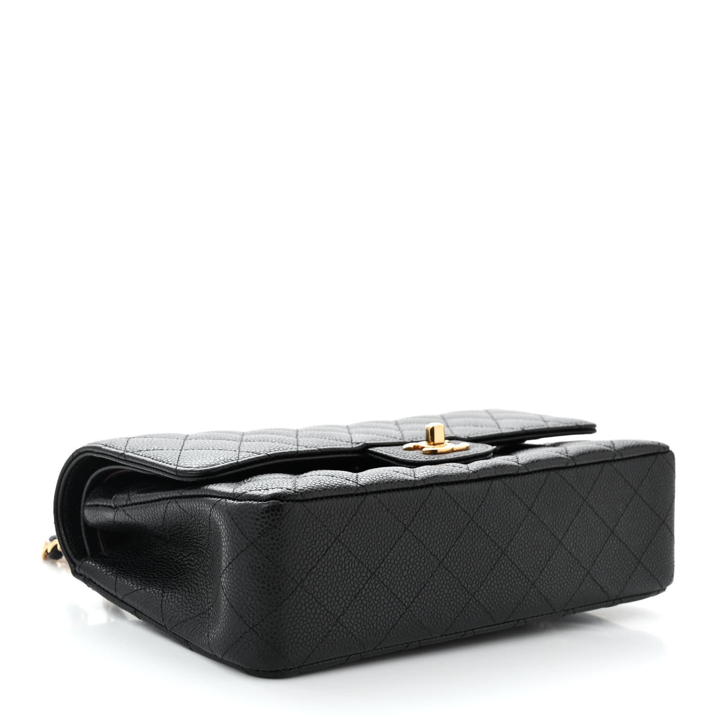 Caviar Quilted Medium Double Flap Black