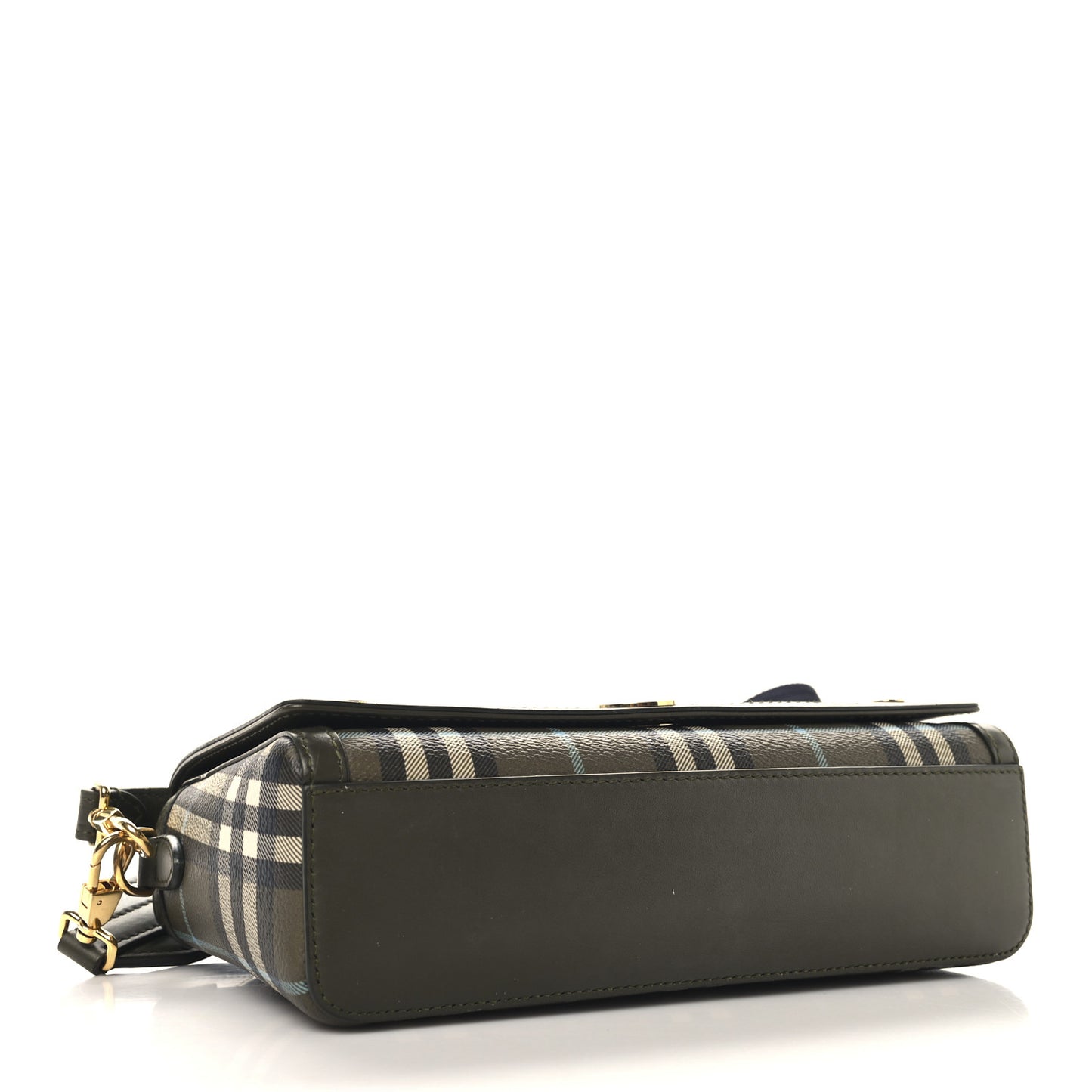 Coated Canvas Calfskin Vintage Check Note Top Handle Shoulder Bag Olive Green