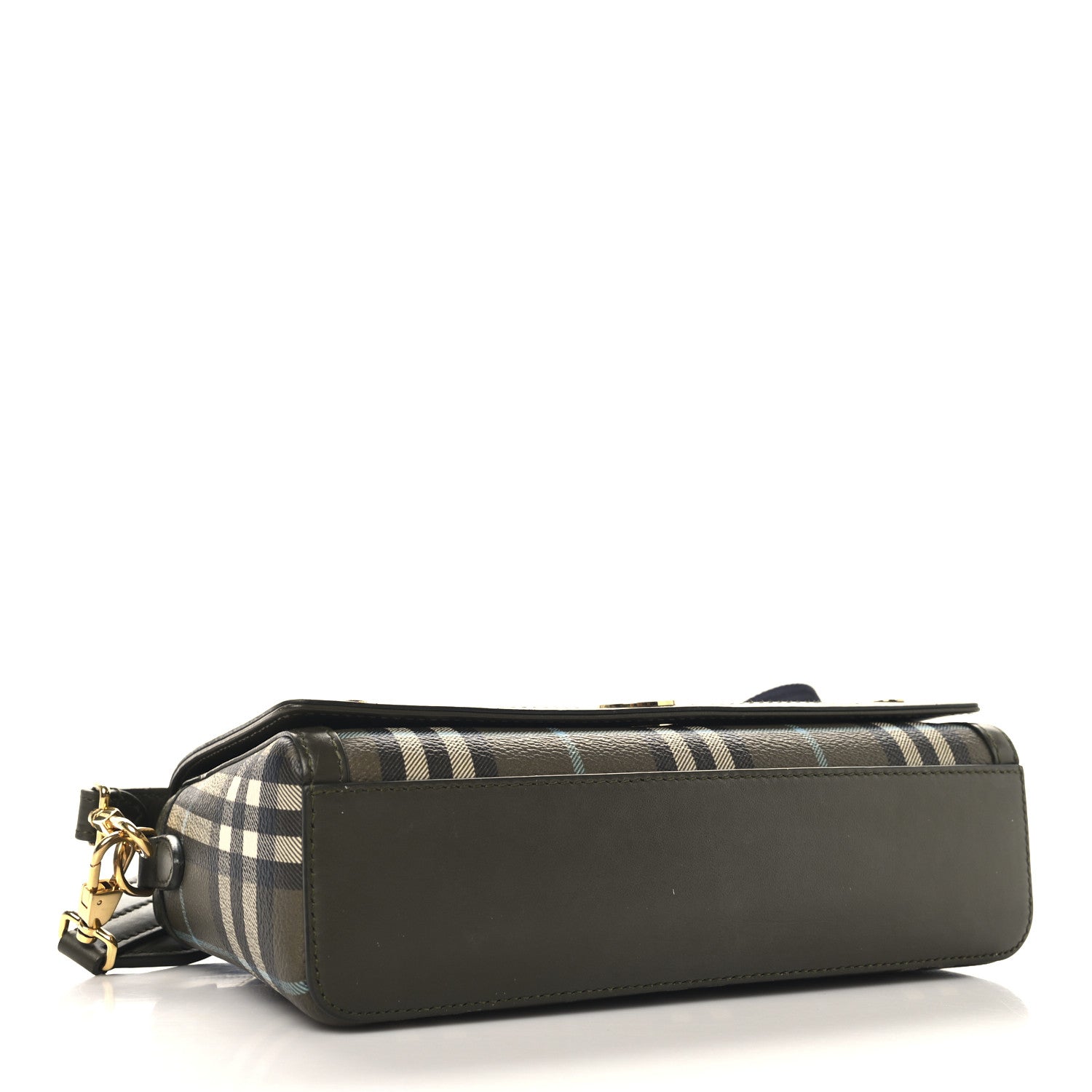 Burberry Coated Canvas Calfskin Vintage Check Note Top Handle Shoulder Bag Olive Green 4 of 11