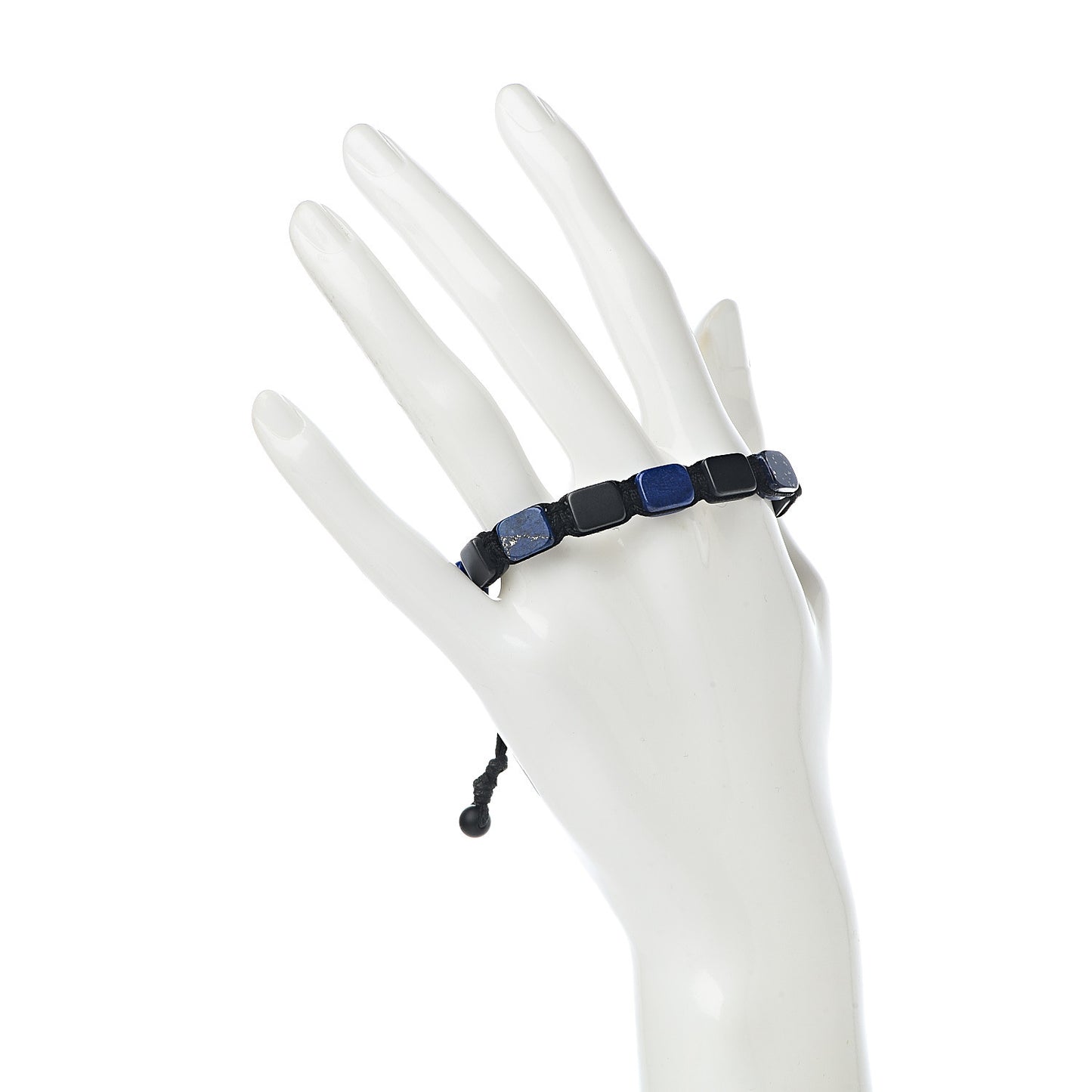 Sterling Silver Lapis Lazuli Black Onyx Spiritual Beads Five-Station Tile Bracelet