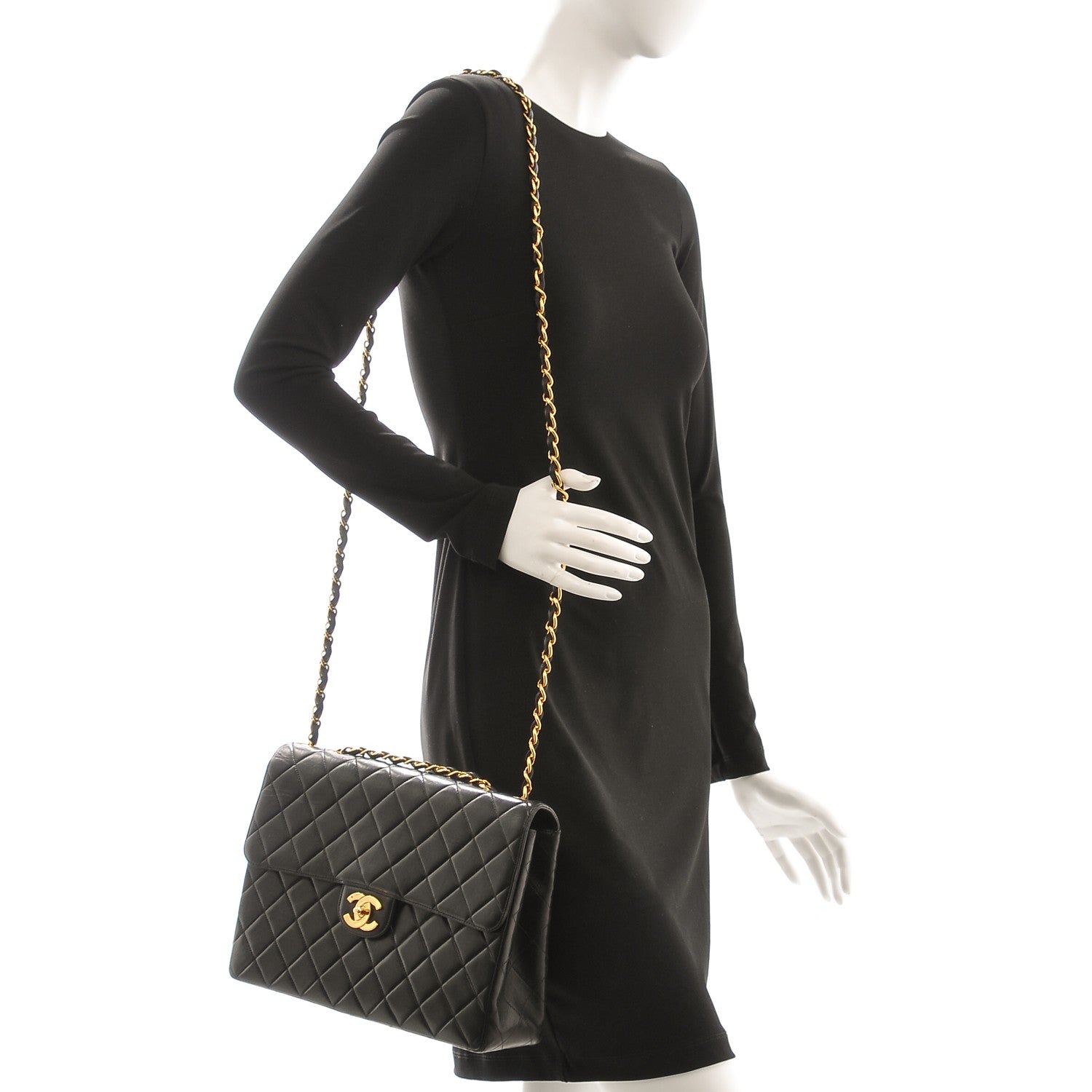 Chanel Lambskin Quilted Jumbo Single Flap Black 2 of 8