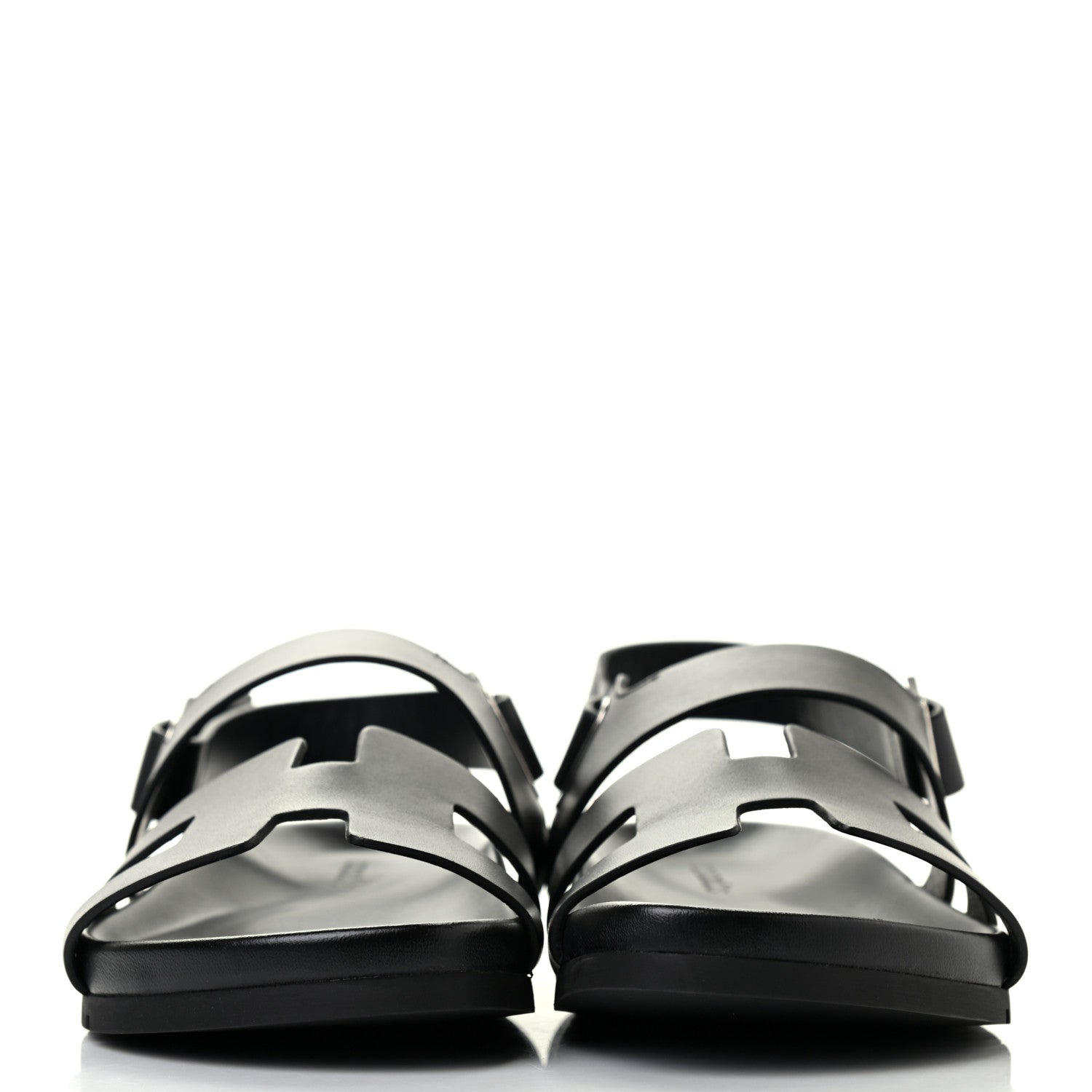 Hermes Calfskin Womens Takara Sandals 38.5 Black 2 of 8