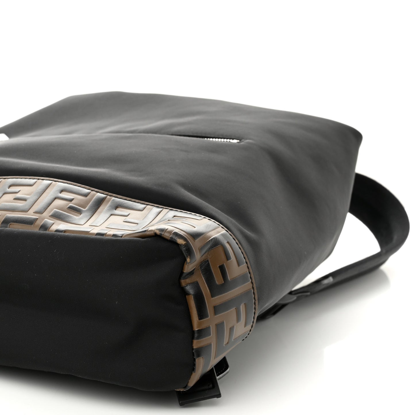 Nylon Vitello FF 1974 Embossed Cross Strap Backpack Black Maya