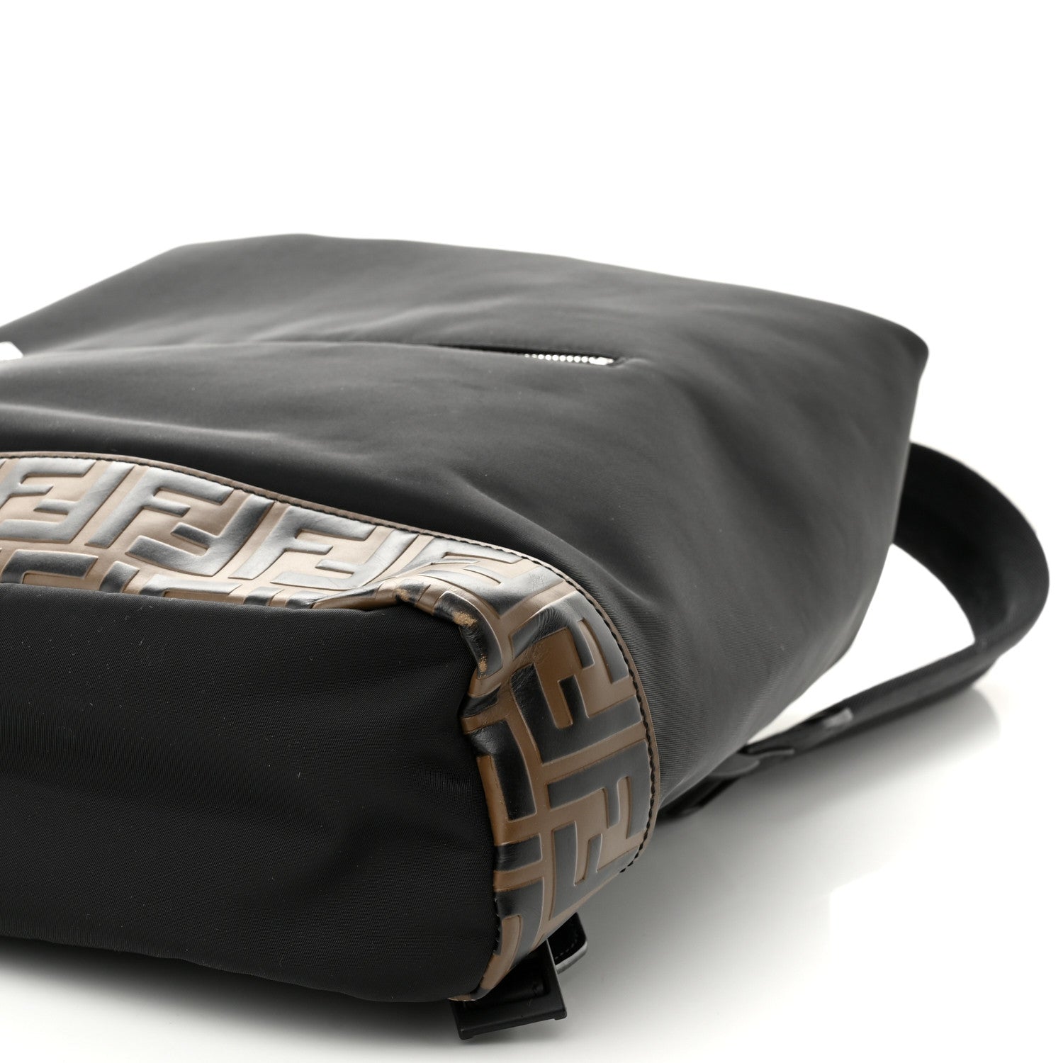 Fendi Nylon Vitello FF 1974 Embossed Cross Strap Backpack Black Maya 10 of 10