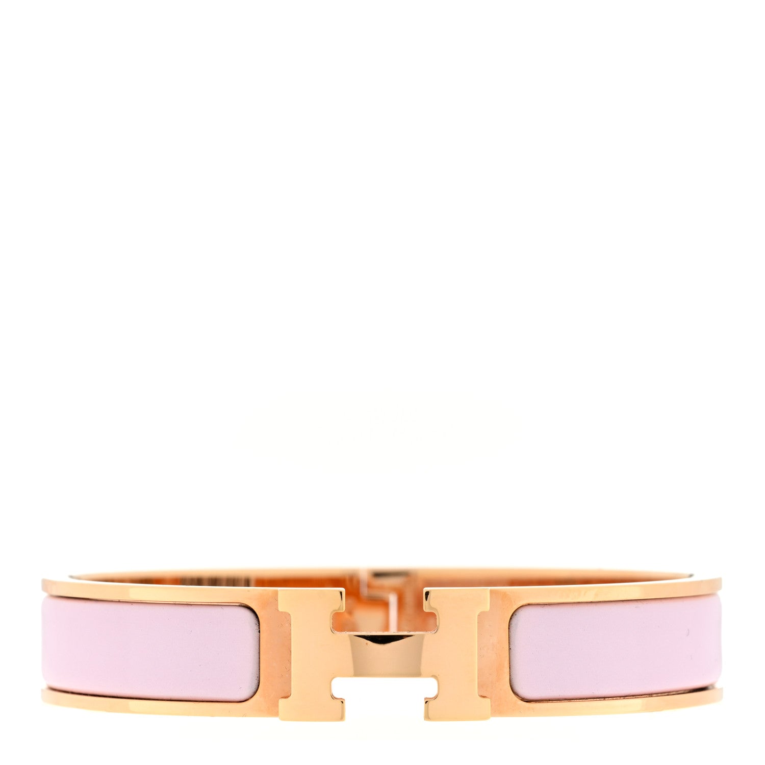 Hermes Enamel Narrow Clic Clac H Bracelet GM Rose Dragee 1 of 3