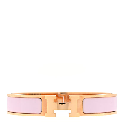 Hermes Enamel Narrow Clic Clac H Bracelet GM Rose Dragee 1 of 3