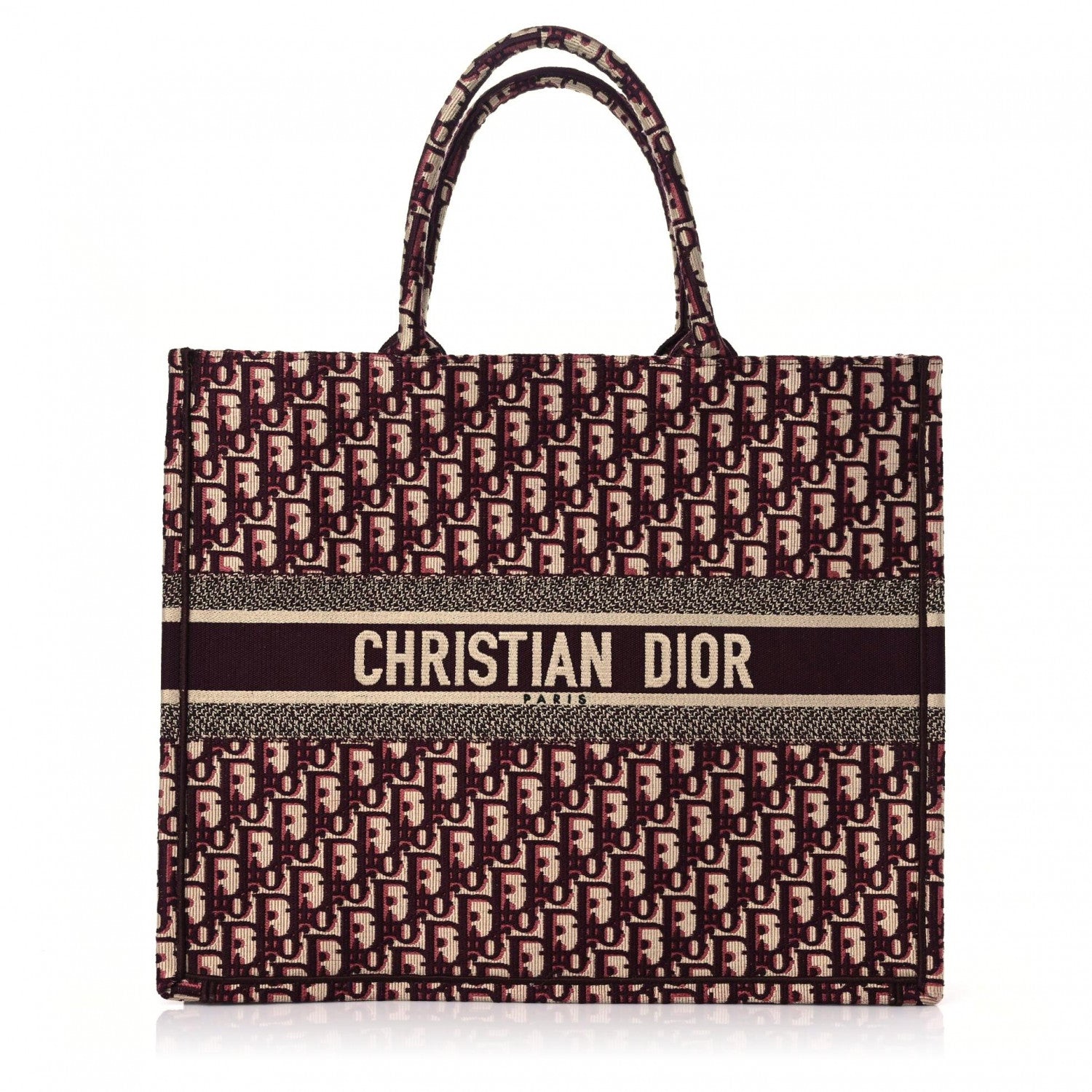 Christian Dior Oblique Large Book Tote Burgundy Multicolor 1 of 10