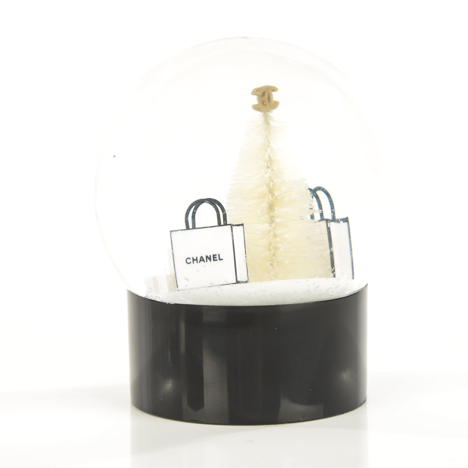 Chanel Glass Small Christmas Tree Shopping Bag Snow Globe 3 of 4
