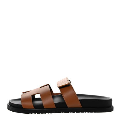 Hermes Calfskin Womens Chypre Sandals 39 Gold 1 of 9