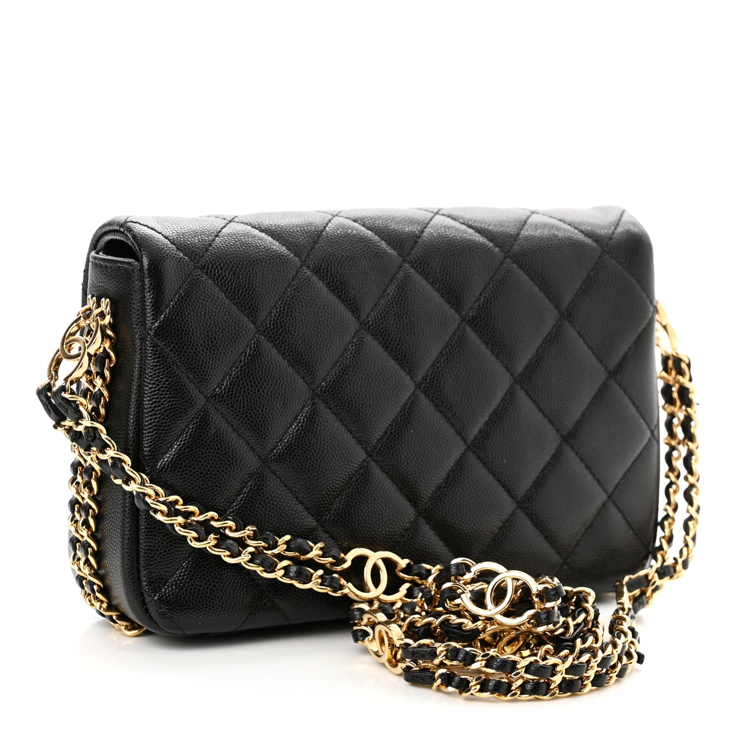 Caviar Quilted Mini CC You Flap Black
