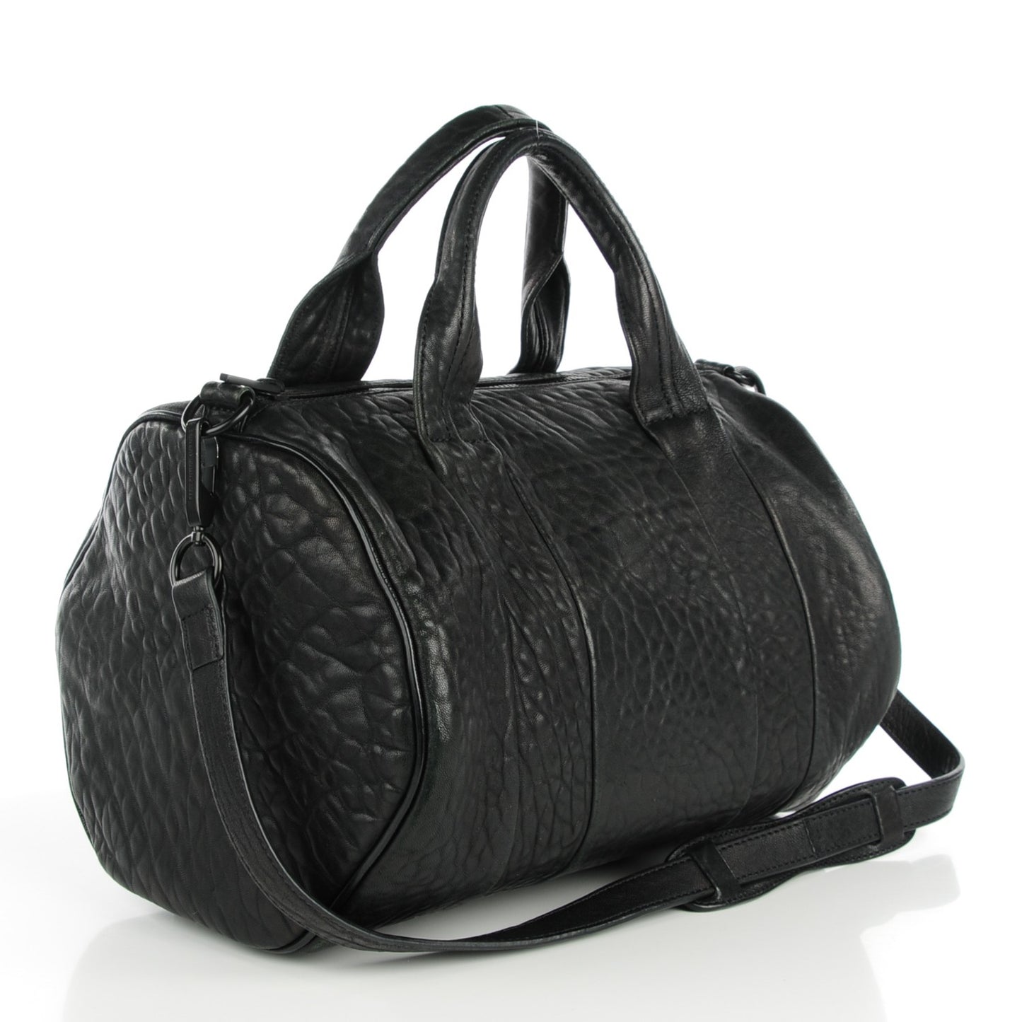 Pebbled Lambskin Rocco Black Matte Black Hardware