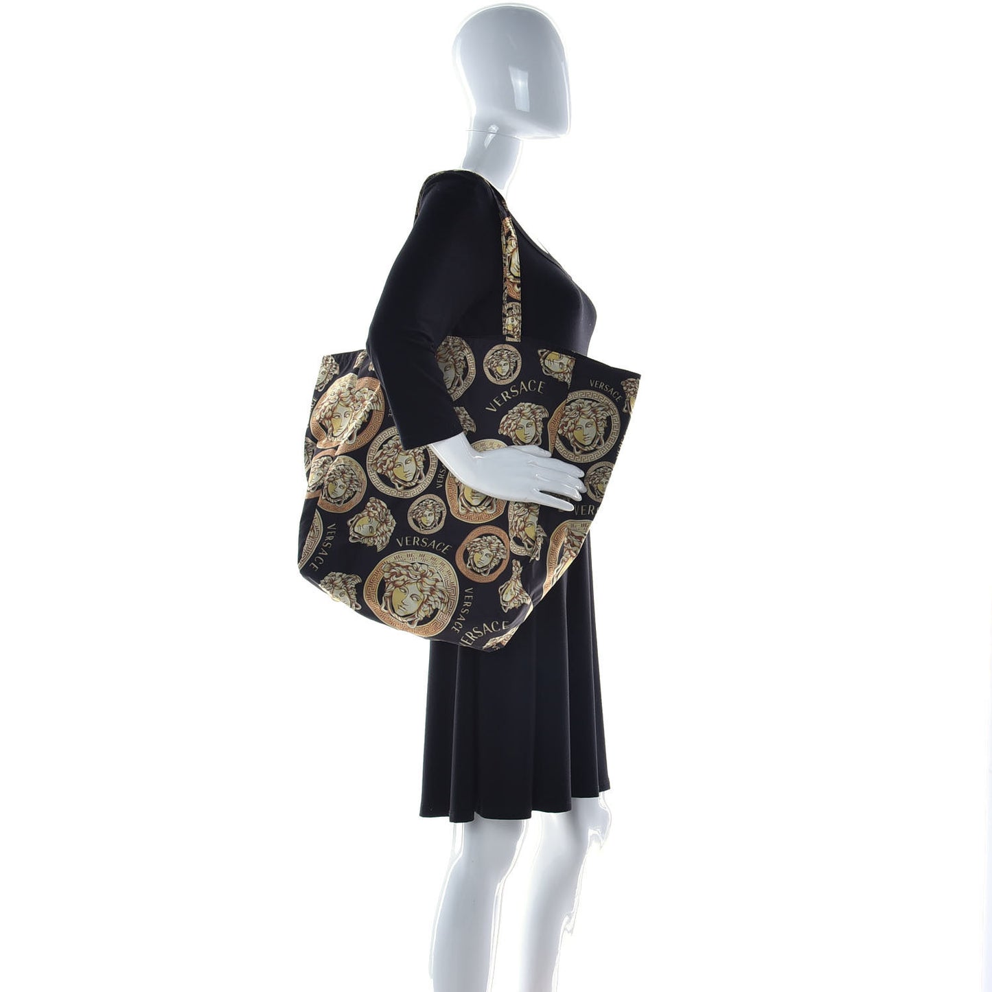 Nylon Medusa Print Tote Black