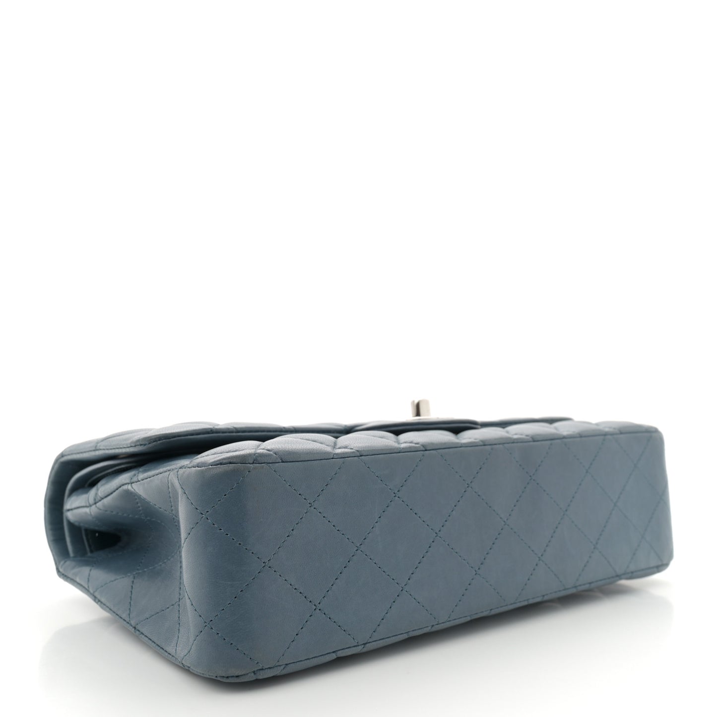 Lambskin Quilted Medium Double Flap Blue