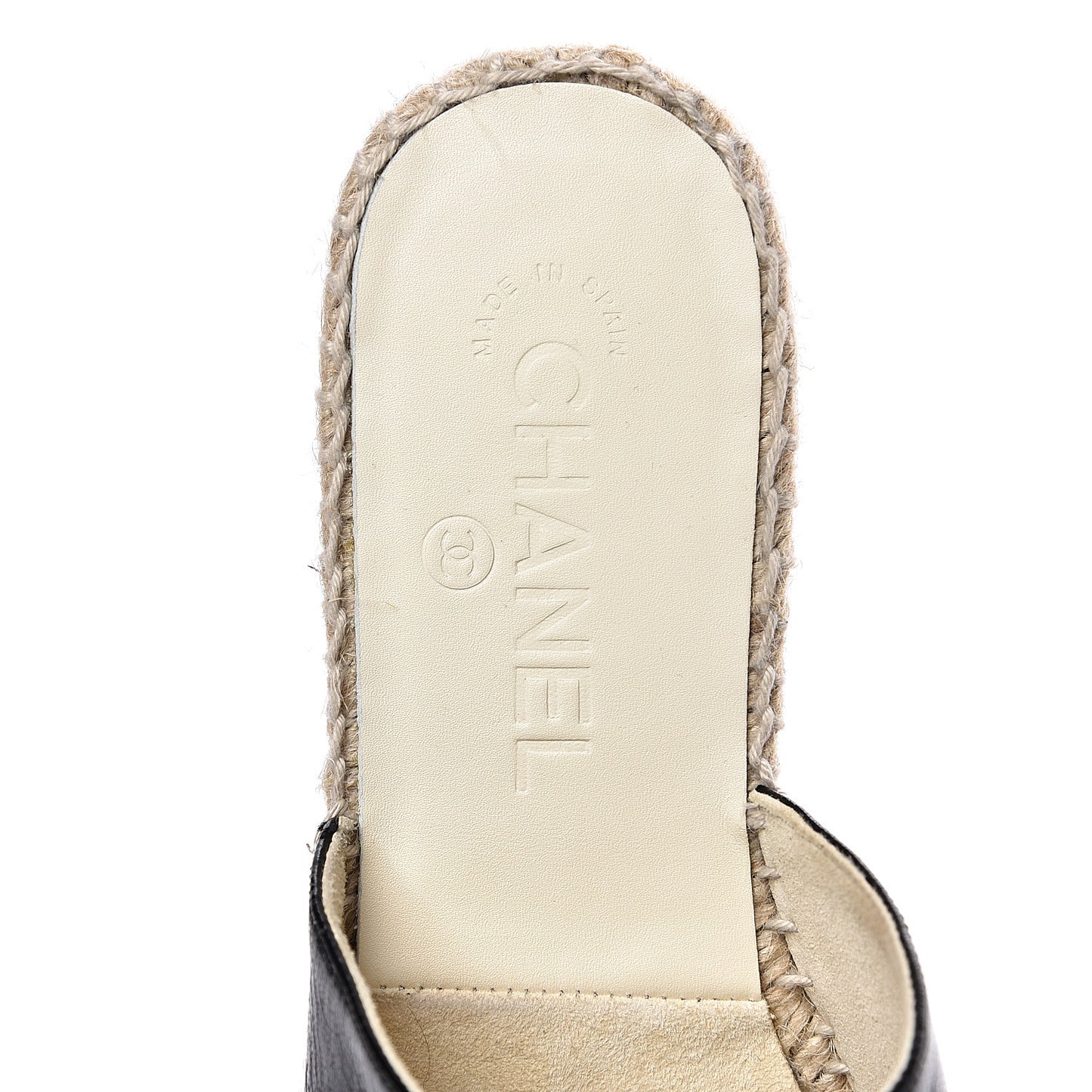 Goatskin Patent CC Espadrille Mules 36 Black