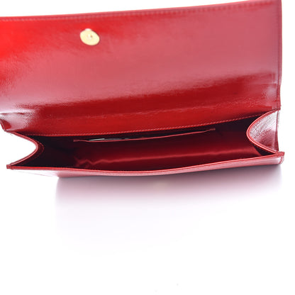 Saint Laurent Textured Patent Monogram Large Belle De Jour Clutch Red 5 of 9