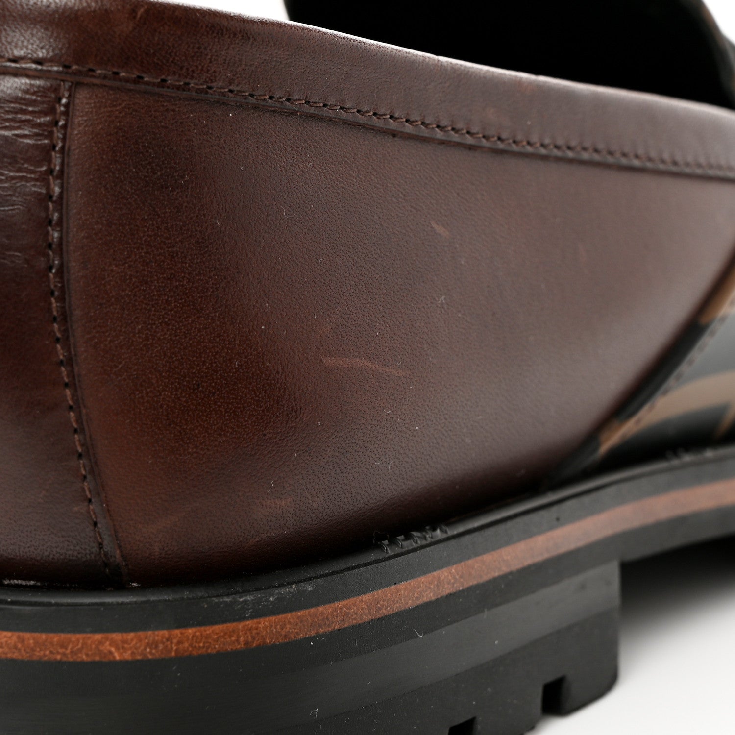 Fendi Calfskin FF Mens Lug Sole Loafers 7 Maya Black Moro 10 of 11