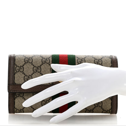 Gucci GG Supreme Monogram Web Ophidia Continental Wallet Brown 2 of 9