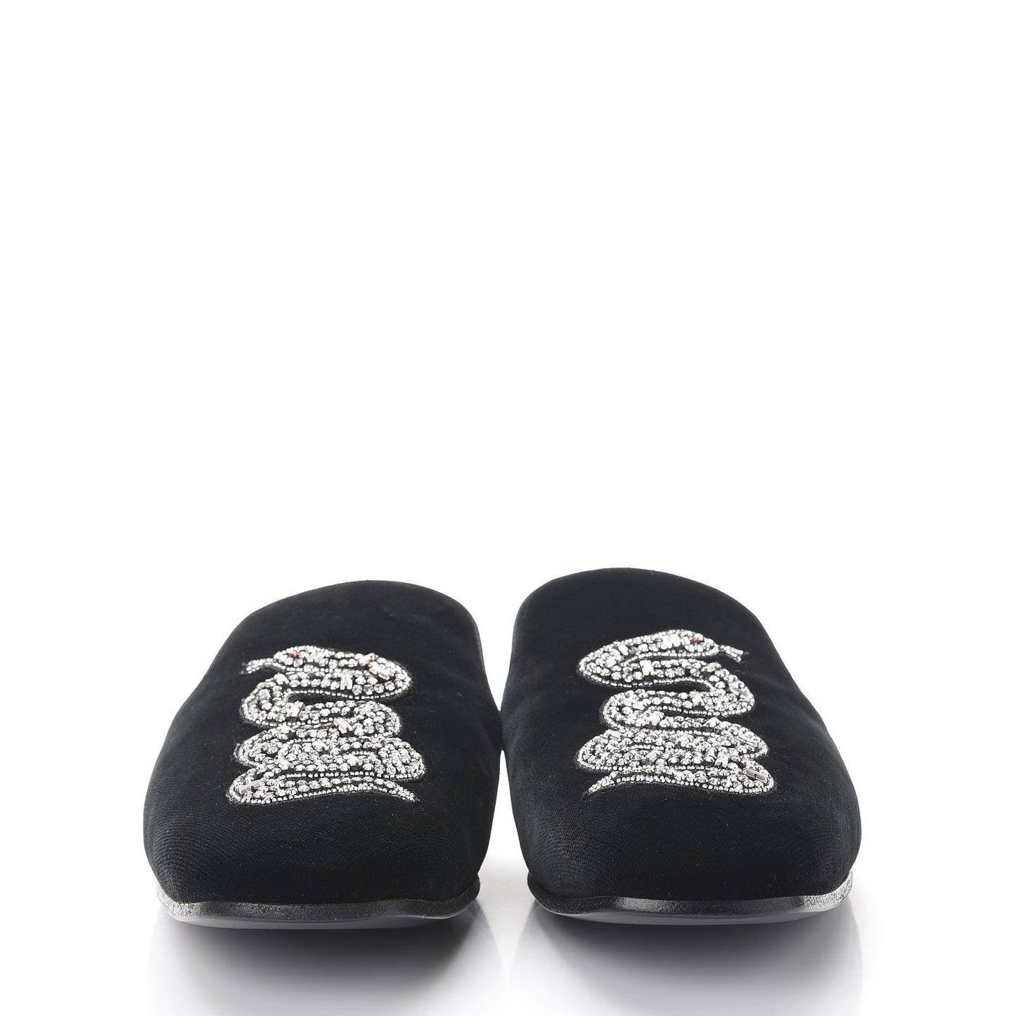 Velvet Crystal Snake Embellished Mens Lawrence Slippers 8 Black