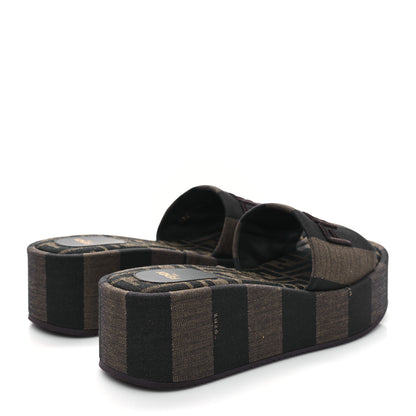 Fendi Jacquard Womens FF Sunshine Flatform Slide Sandals 38 Tabacco Black 4 of 10