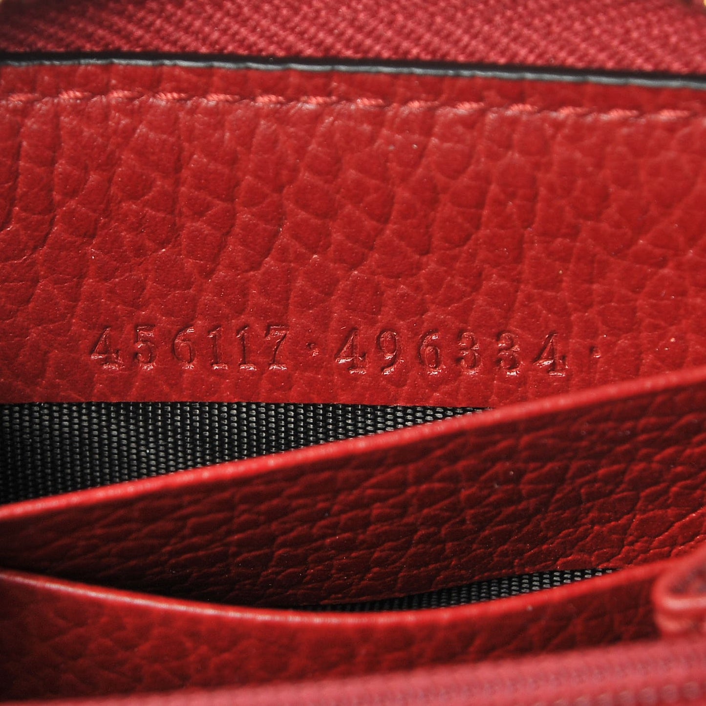 Dollar Calfskin GG Marmont Zip Around Wallet Hibiscus Red
