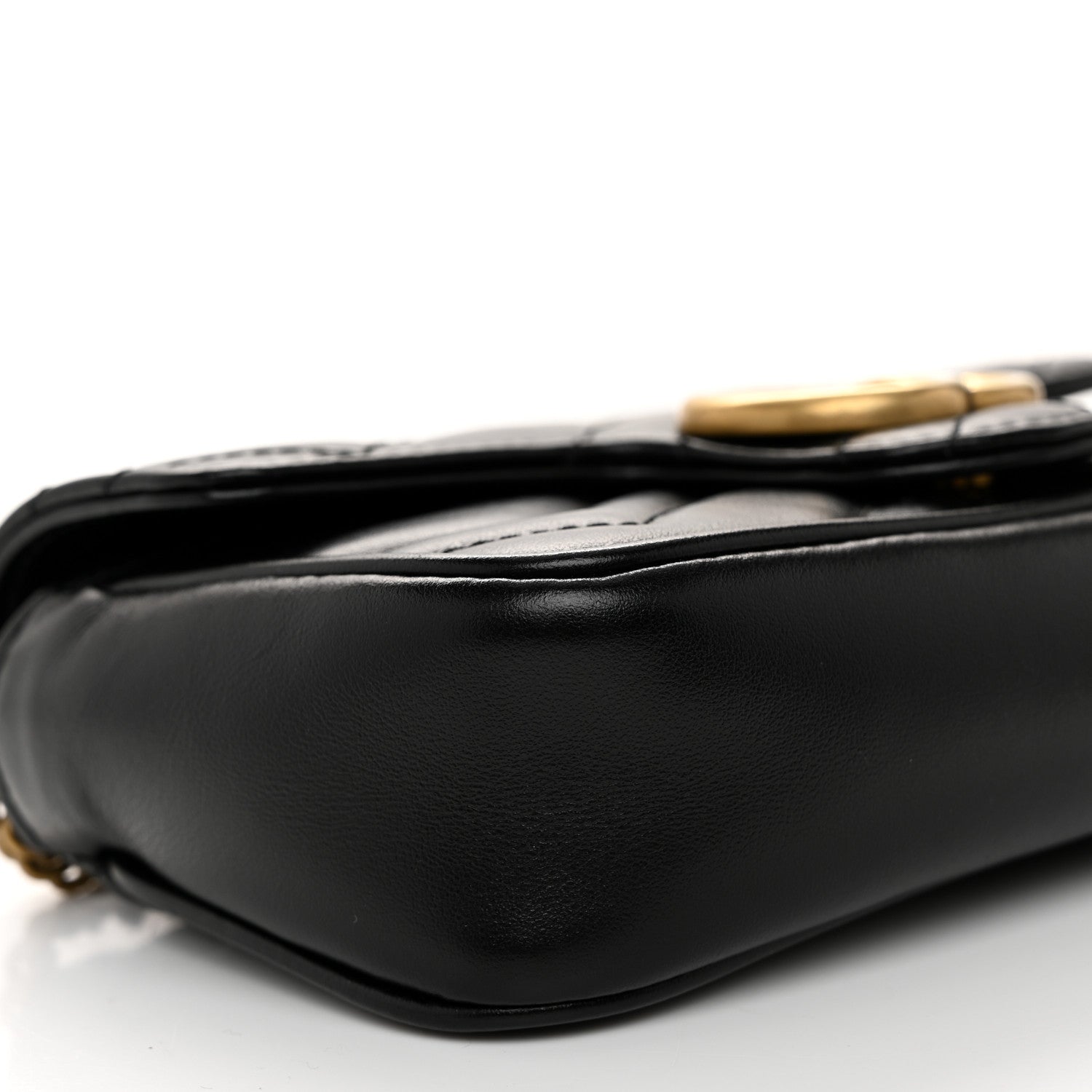 Gucci Calfskin Matelasse Super Mini GG Marmont Shoulder Bag Black 9 of 11