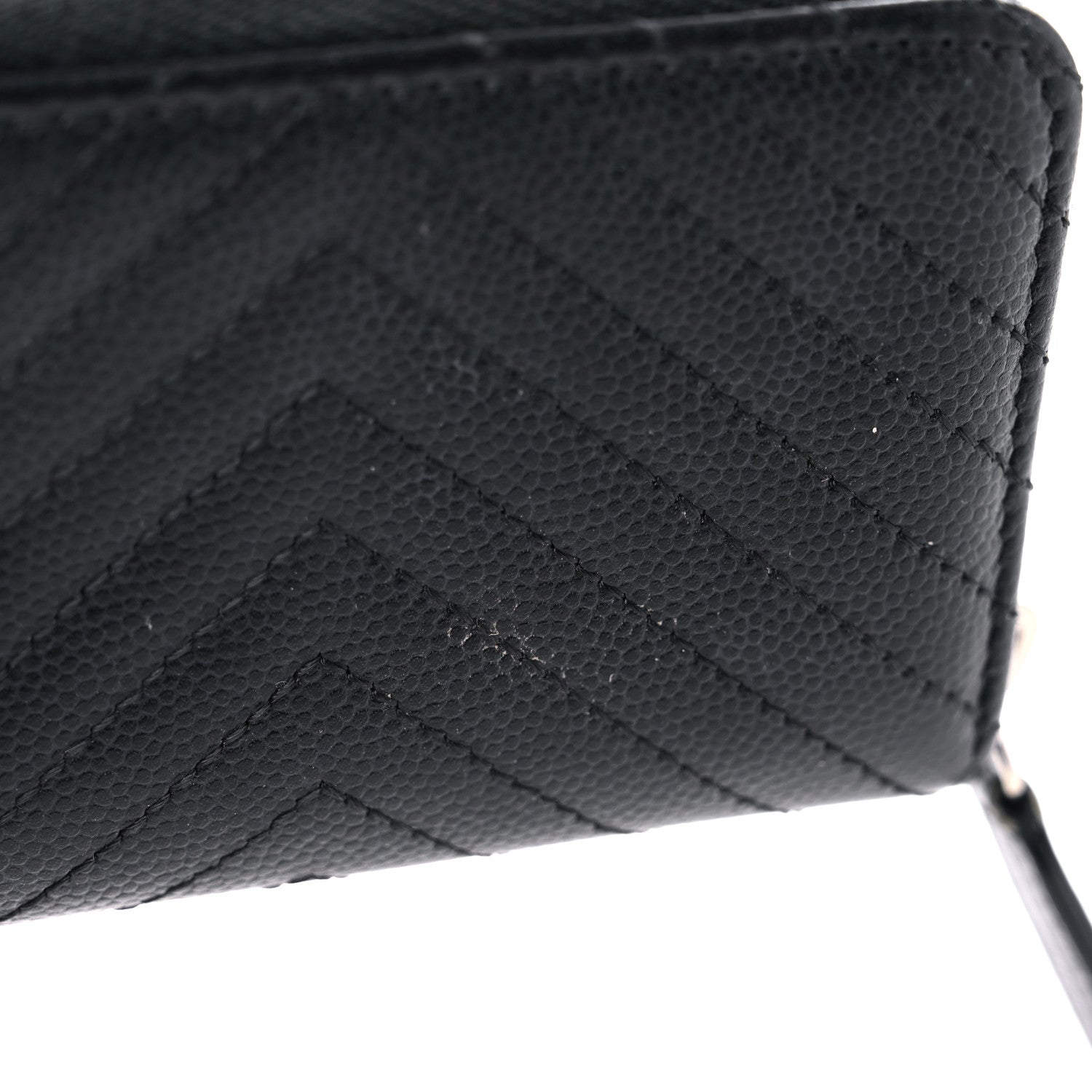 Chanel Caviar Chevron Quilted Zip Around Coin Purse Black 13 of 16