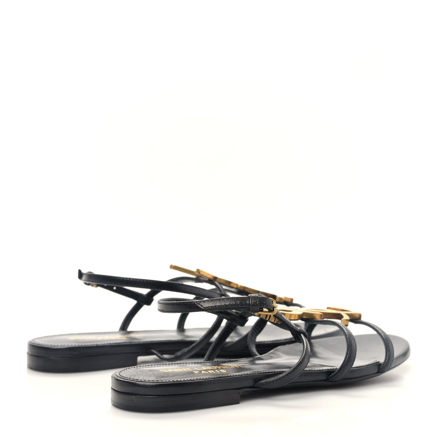 Calfskin Cassandra Monogram Sandals 35.5 Black