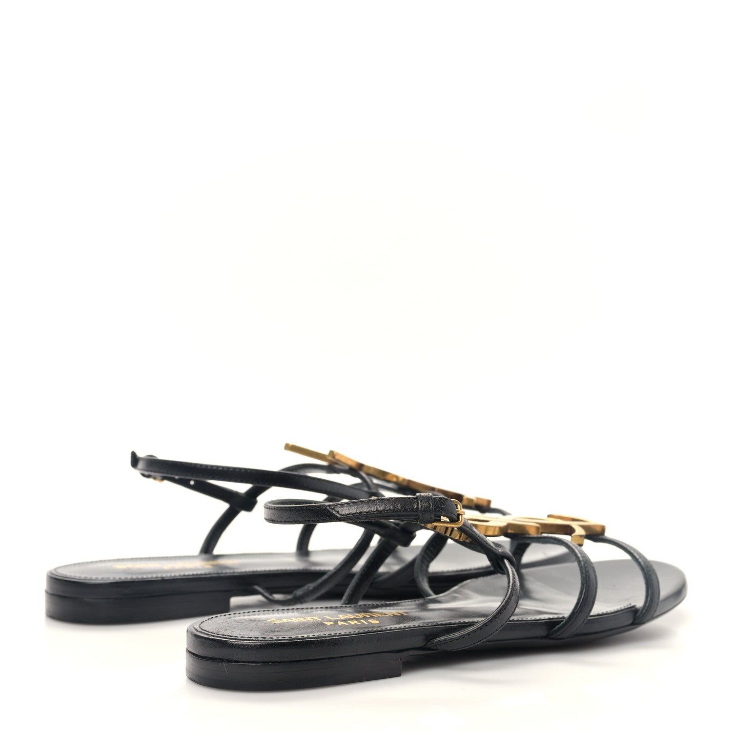 Saint Laurent Calfskin Cassandra Monogram Sandals 35.5 Black 4 of 8