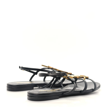 Saint Laurent Calfskin Cassandra Monogram Sandals 35.5 Black 4 of 8