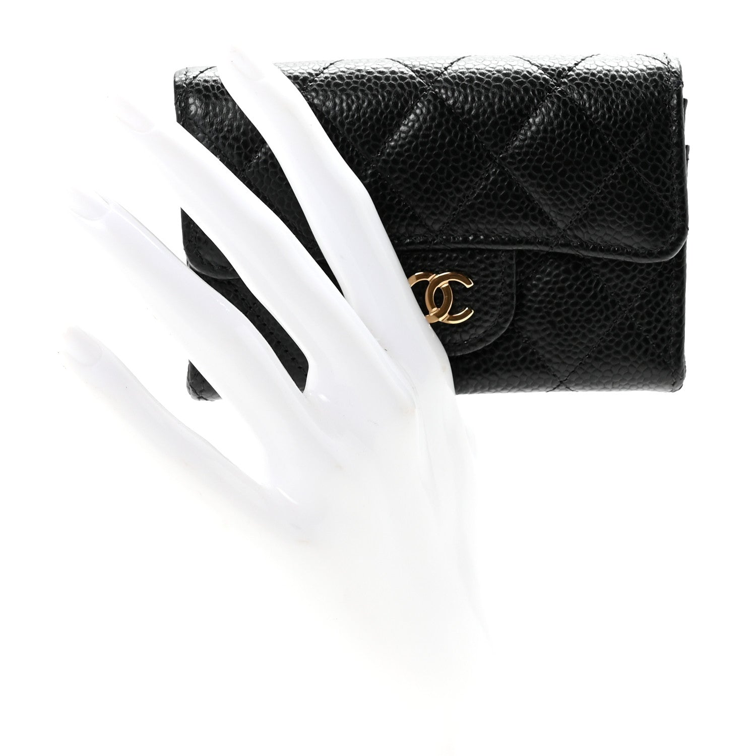 Chanel Caviar Quilted Flap Card Holder Wallet Black 2 of 9