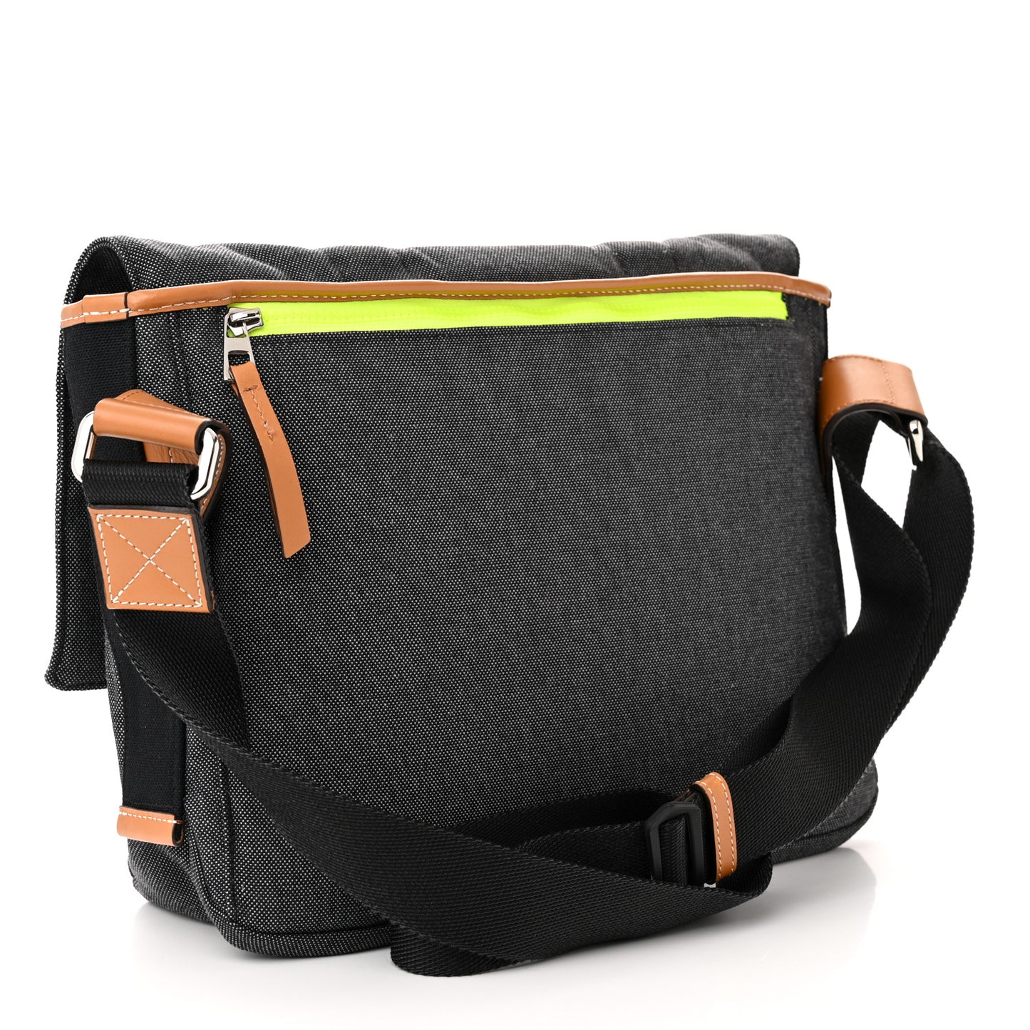 Canvas Calfskin Eye/LOEWE/Nature Messenger Bag Black Green