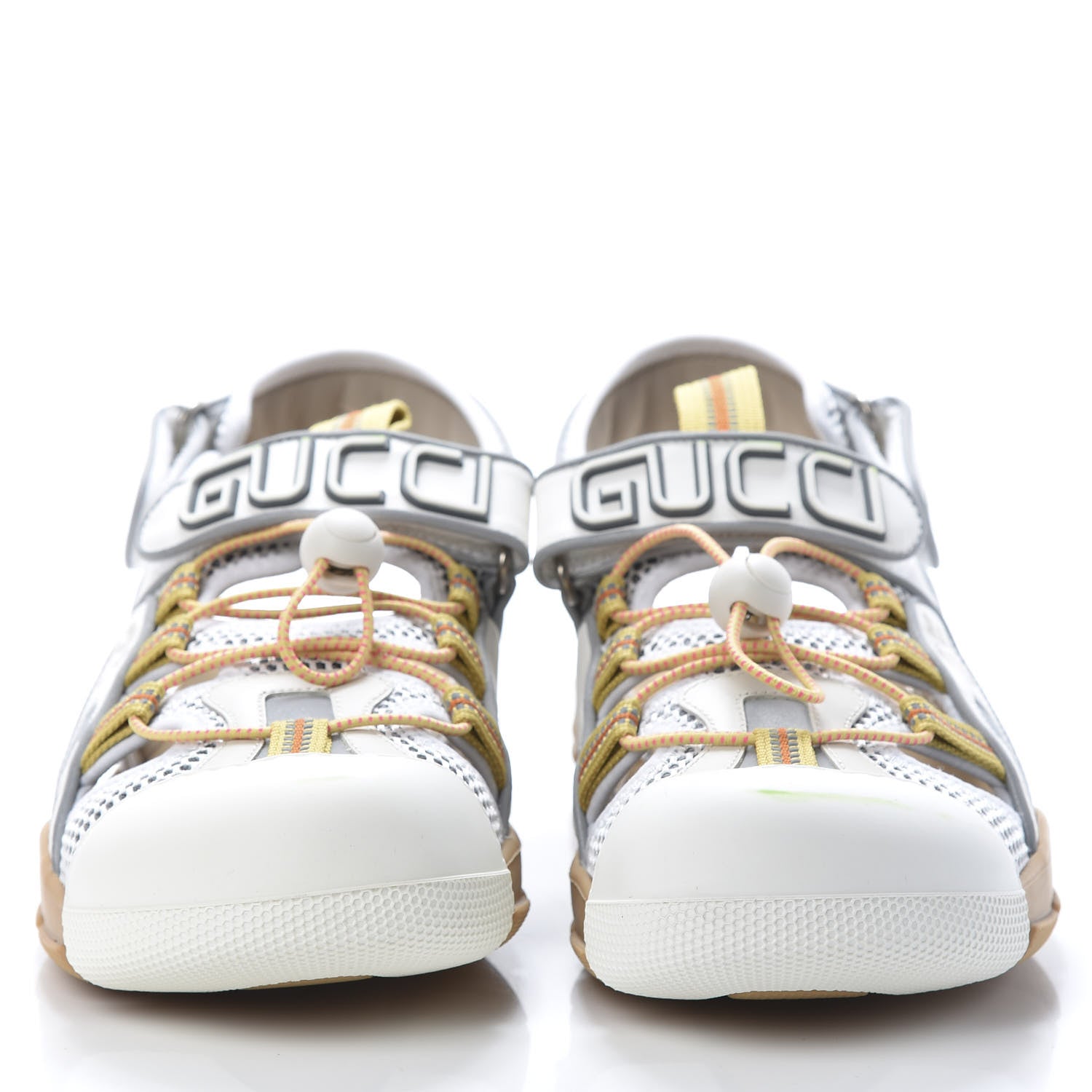 Gucci Mesh Fabric Mens Tinsel Sport Sandals 10.5 White Silver 2 of 9