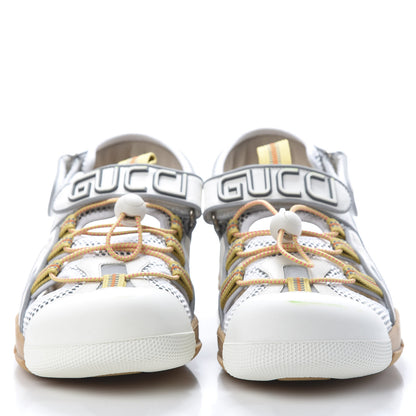 Gucci Mesh Fabric Mens Tinsel Sport Sandals 10.5 White Silver 2 of 9